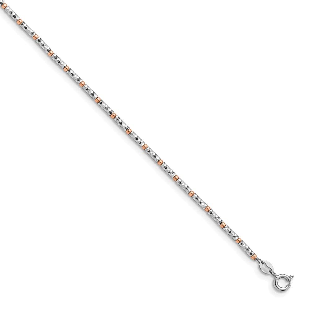 Sterling Silver Rose Gold Plated Diamond Cut Anklet Bracelet for Women - Elegant Ankle Chain Jewelry for Parties, Beach & Everyday Wear