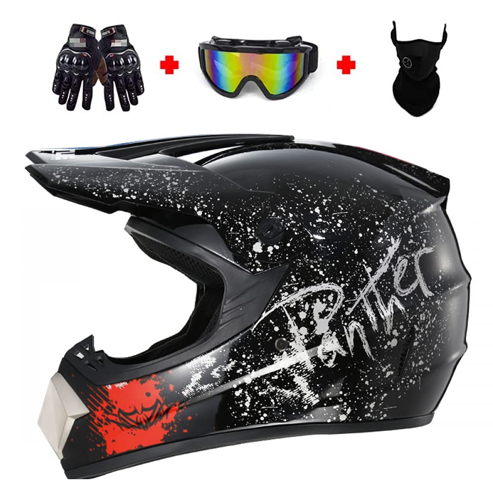 CXKS Motocross Helmet Set with Goggles & Gloves - DOT Certified Off-Road Motorcycle Helmet for Men & Women (55-62CM) - Perfect for Dirt Biking, ATV Riding & Extreme Sports Protection
