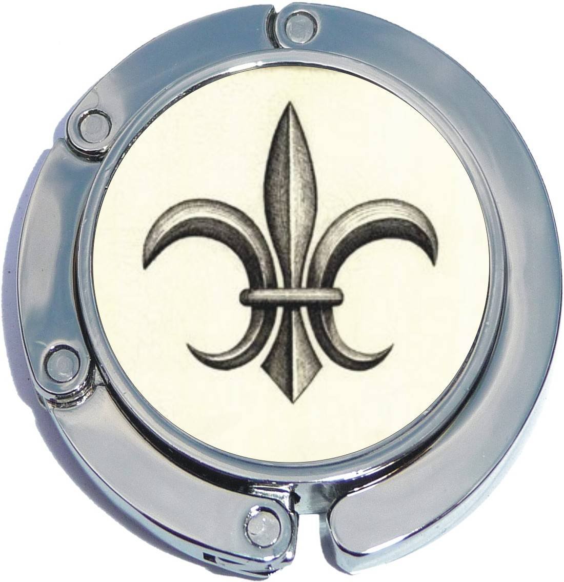 New Charms Cream Fleur De Lis Foldable Purse Hanger - Elegant Handbag Hook for Restaurants, Bars & Travel - Durable & Compact Accessory for Women