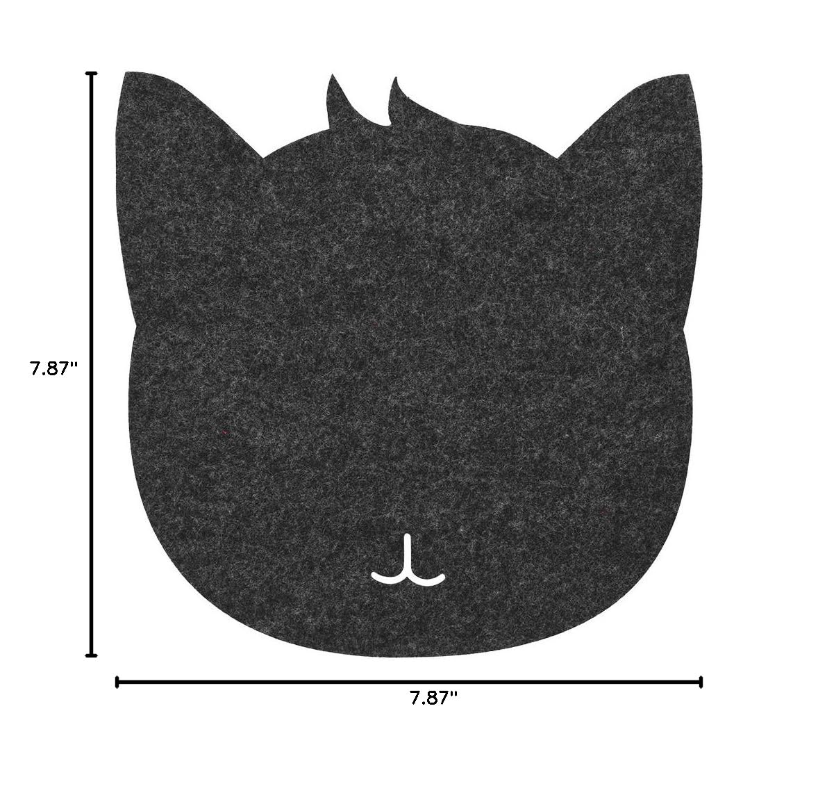 Cat-Shaped Anti-Static Mouse Pad - Dark Grey Felt Desk Mat for Office & Gaming, Ergonomic Computer Mousepad for Work & Home Use