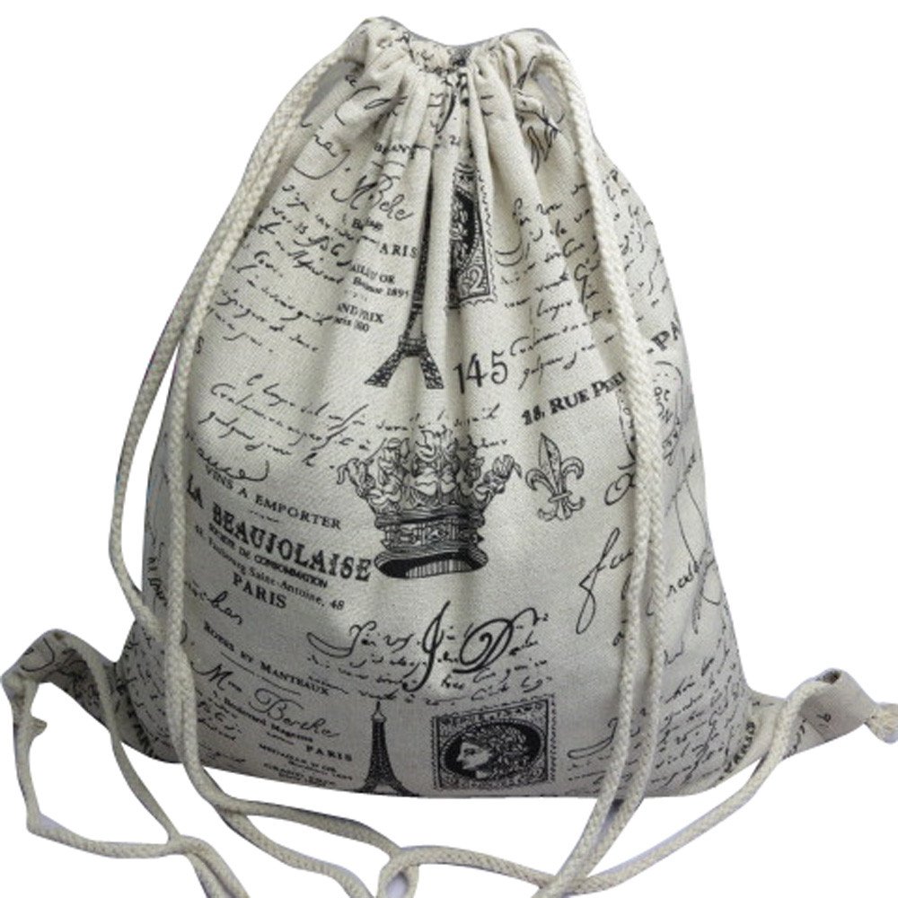 Stylish Unisex Retro Printed Drawstring Backpack - Clear Fashion Backpack for Women & Girls | Perfect for School, Travel, Gym & Daily Use