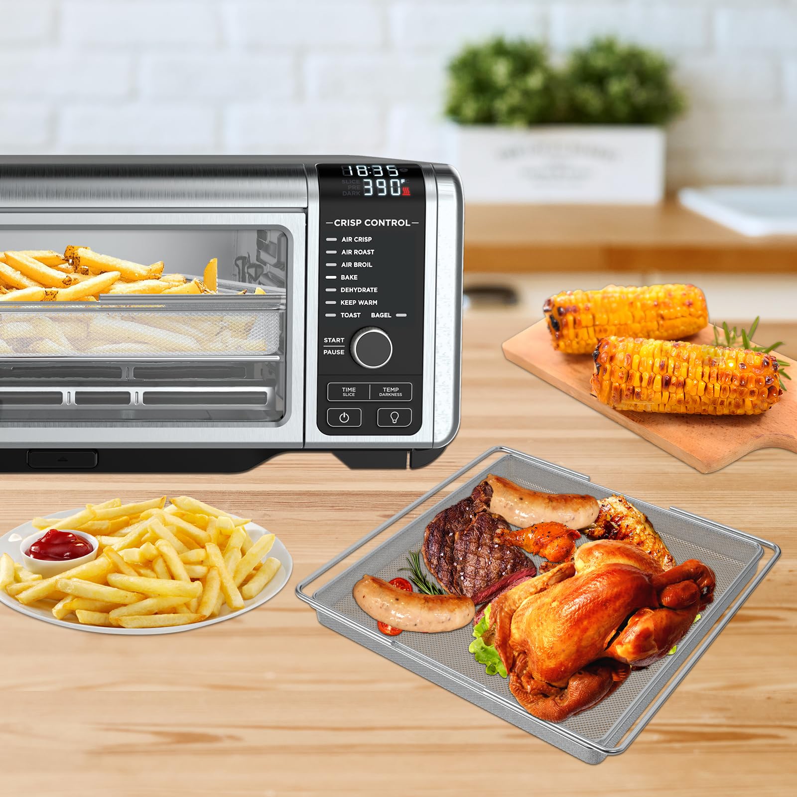 Ninja Foodi Air Fryer Basket Replacement - Stainless Steel Baking Tray for SP201, SP300, SP301, SP351, SP351Q, FT301 Series - 12''L x 13.5''W - Perfect for Crispy Fries, Chicken Wings & Healthy Cooking in Dual Heat Air-Fryer Oven