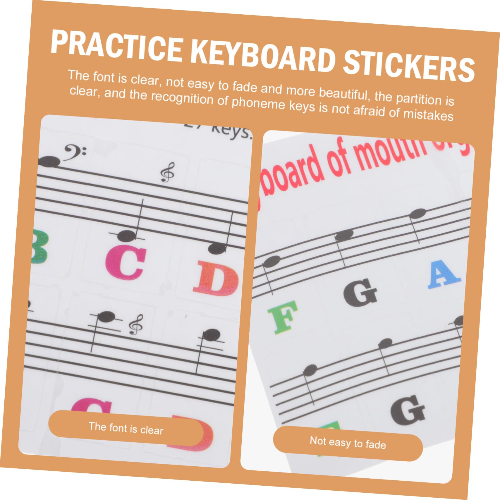 SUPVOX 6-Piece Piano Key Stickers for 32-Key Keyboard - PVC Harmonica Letter Stickers for Melodica, Organ & Music Instruments - Perfect for Beginners, Kids & Music Lessons