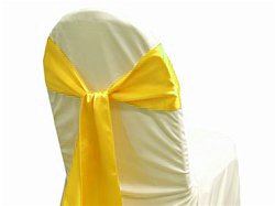 250-Piece Yellow Satin Chair Sashes & Bows for Weddings, Parties, Events - Elegant Chair Cover Decorations for Banquets, Bridal Showers & Reception Decor