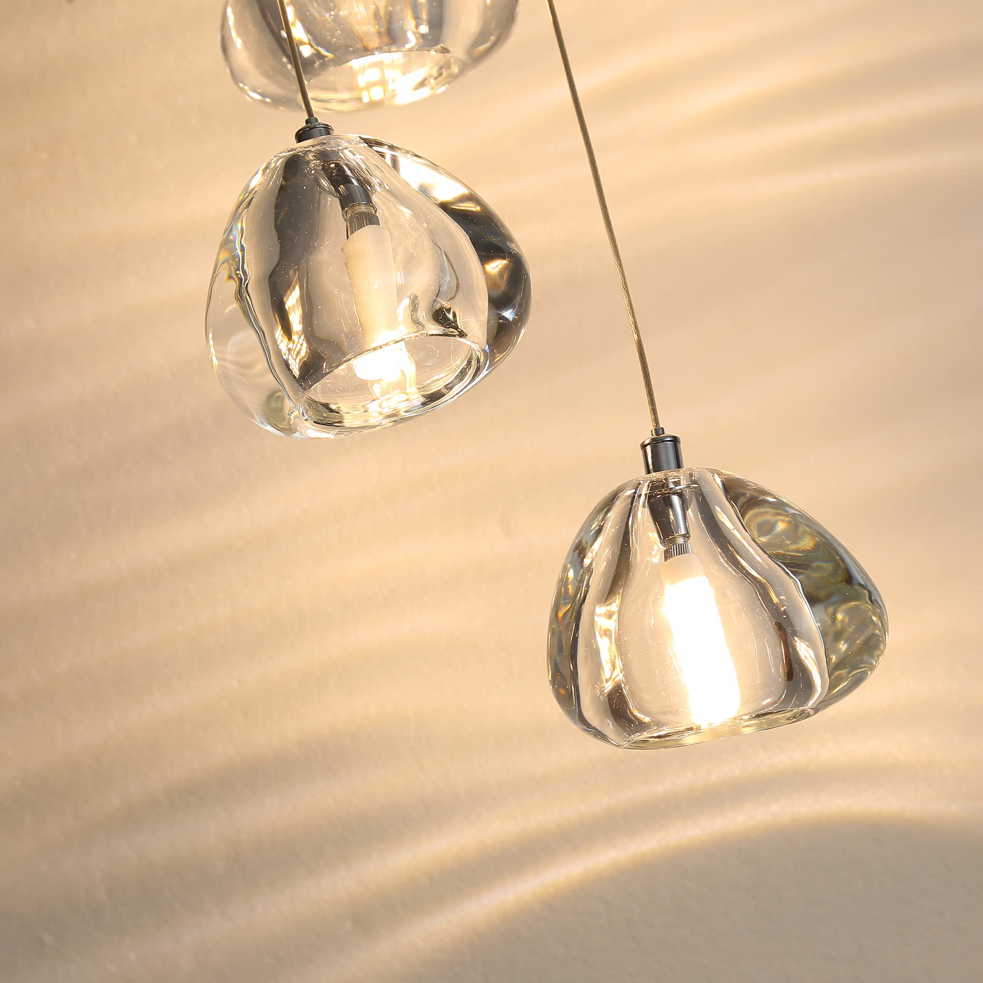 Modern LED Crystal Chandelier - 20 Lights Flush Mount Ceiling Fixture for Sloped or High Ceilings - Luxury Pendant Light for Living Room, Entryway, Foyer, Staircase - Elegant Lighting Solution for Home Decor and Special Occasions