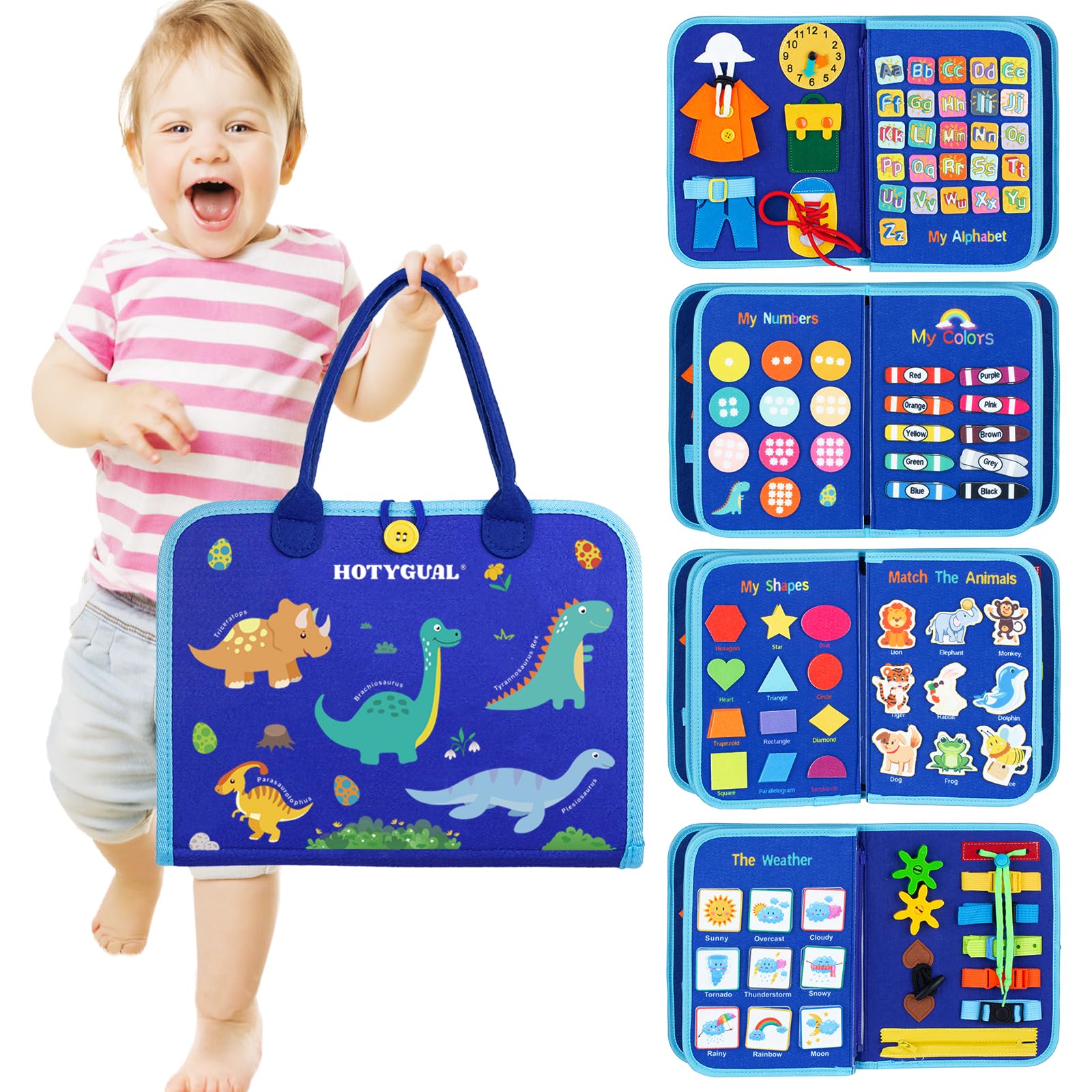 Montessori Busy Board for Toddlers 1-4 Years - Sensory Learning Toys for Boys & Girls - Educational Travel Toys for Airplane & Car - Perfect for Fine Motor Skills Development & Quiet Playtime