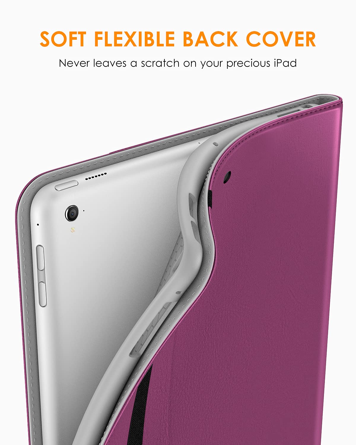 Premium Leather Folio Stand Case with Apple Pencil Holder for iPad 9.7 Inch 5th/6th Gen (2018/2017) & iPad Pro 9.7/Air 2/Air - Purple | Slim Protective Cover for Work, School & Travel