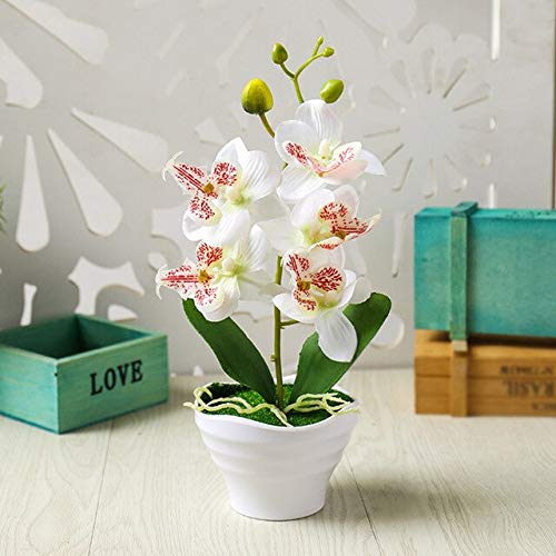 Artificial Phalaenopsis Orchid Potted Plant - 5-Head Fake Bonsai Flower Decor (Color: JH1134) for Home Office Wedding Centerpiece Decorations