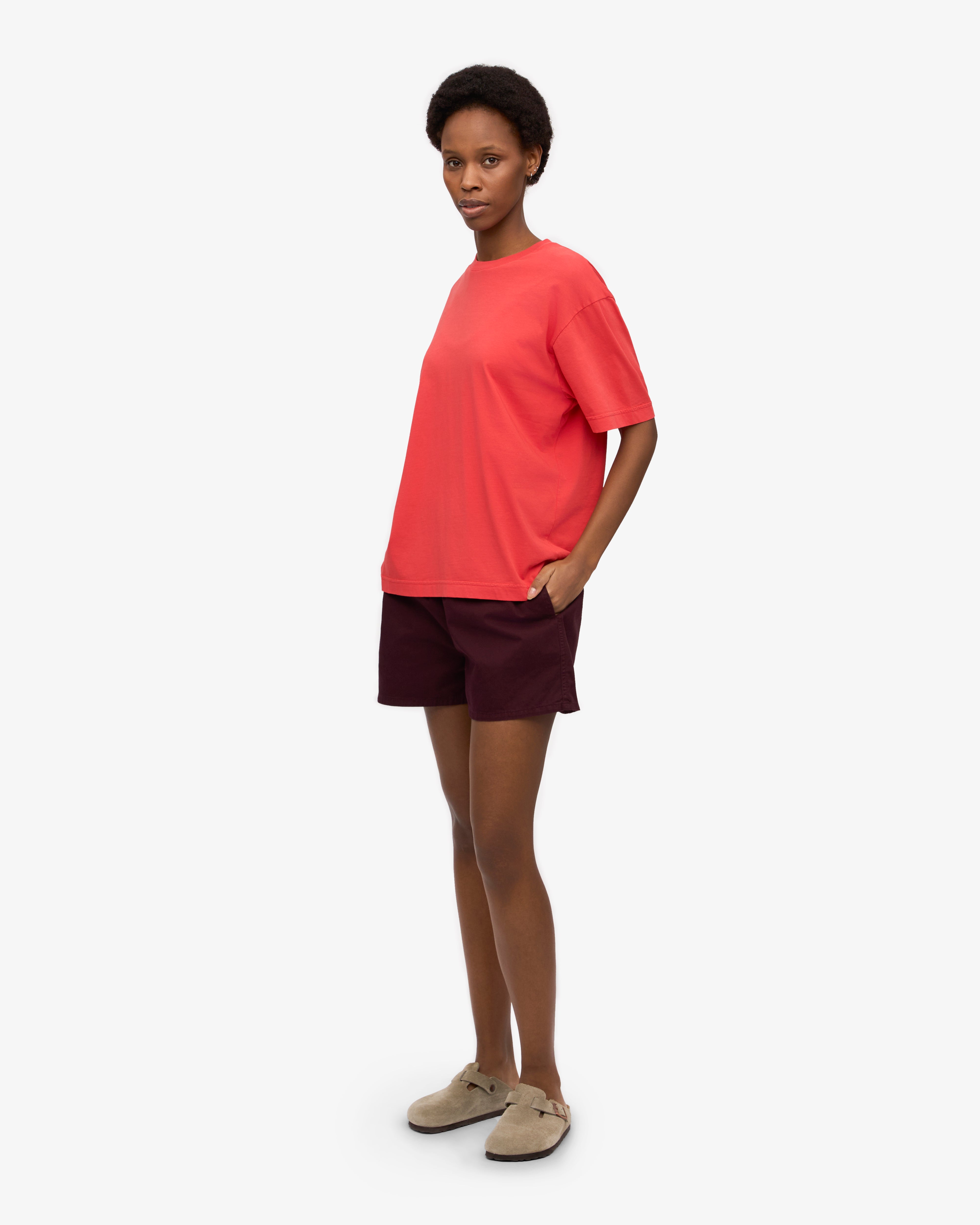 Organic Cotton Women's Twill Shorts in Oxblood Red - Comfortable & Stylish Casual Wear for Summer Outings