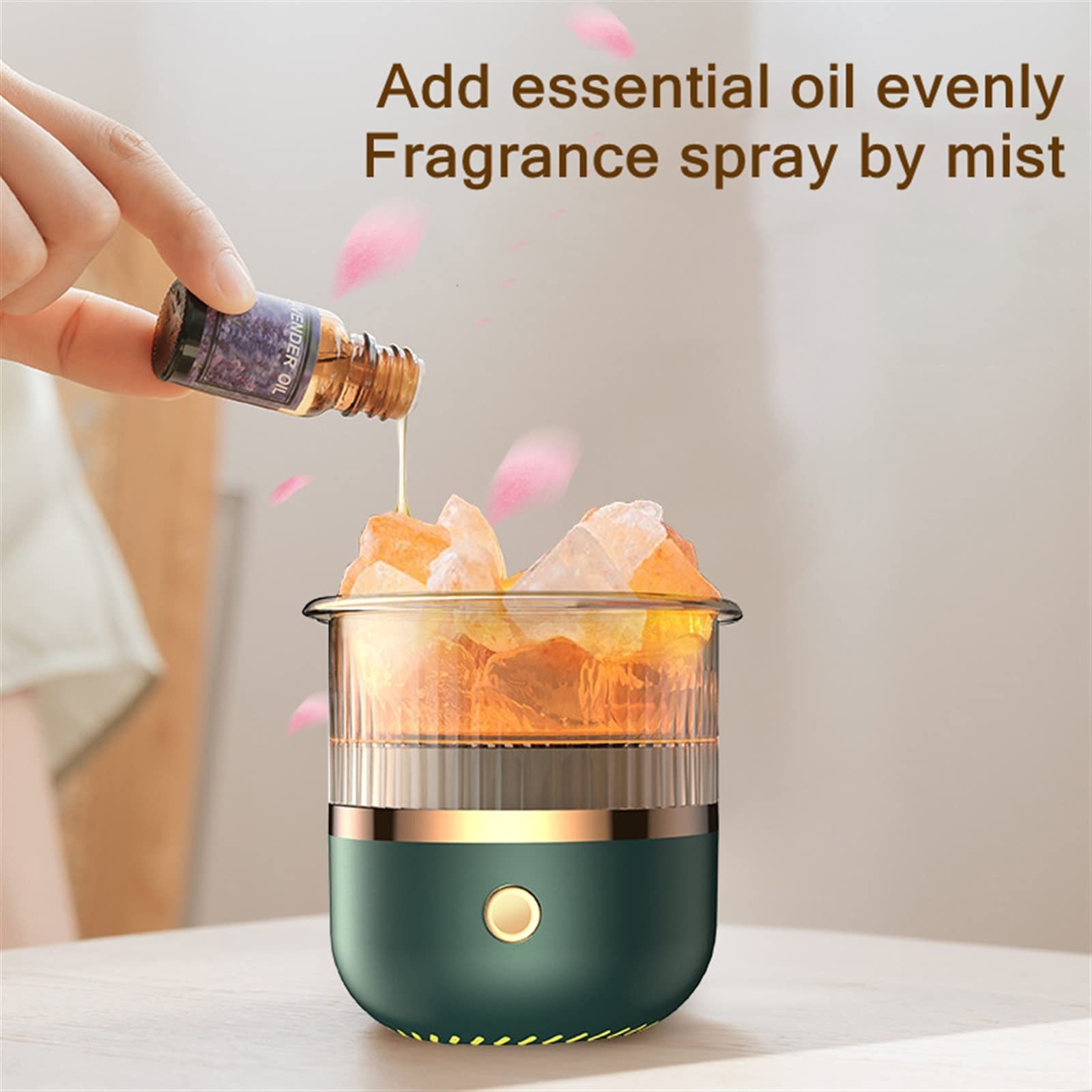 Ultrasonic Essential Oil Diffuser & Humidifier with 7 Color LED Lights - Quiet Aromatherapy Air Humidifier for Home, Office, Yoga & Bedroom - Crystal Stone Design for Relaxation & Better Sleep
