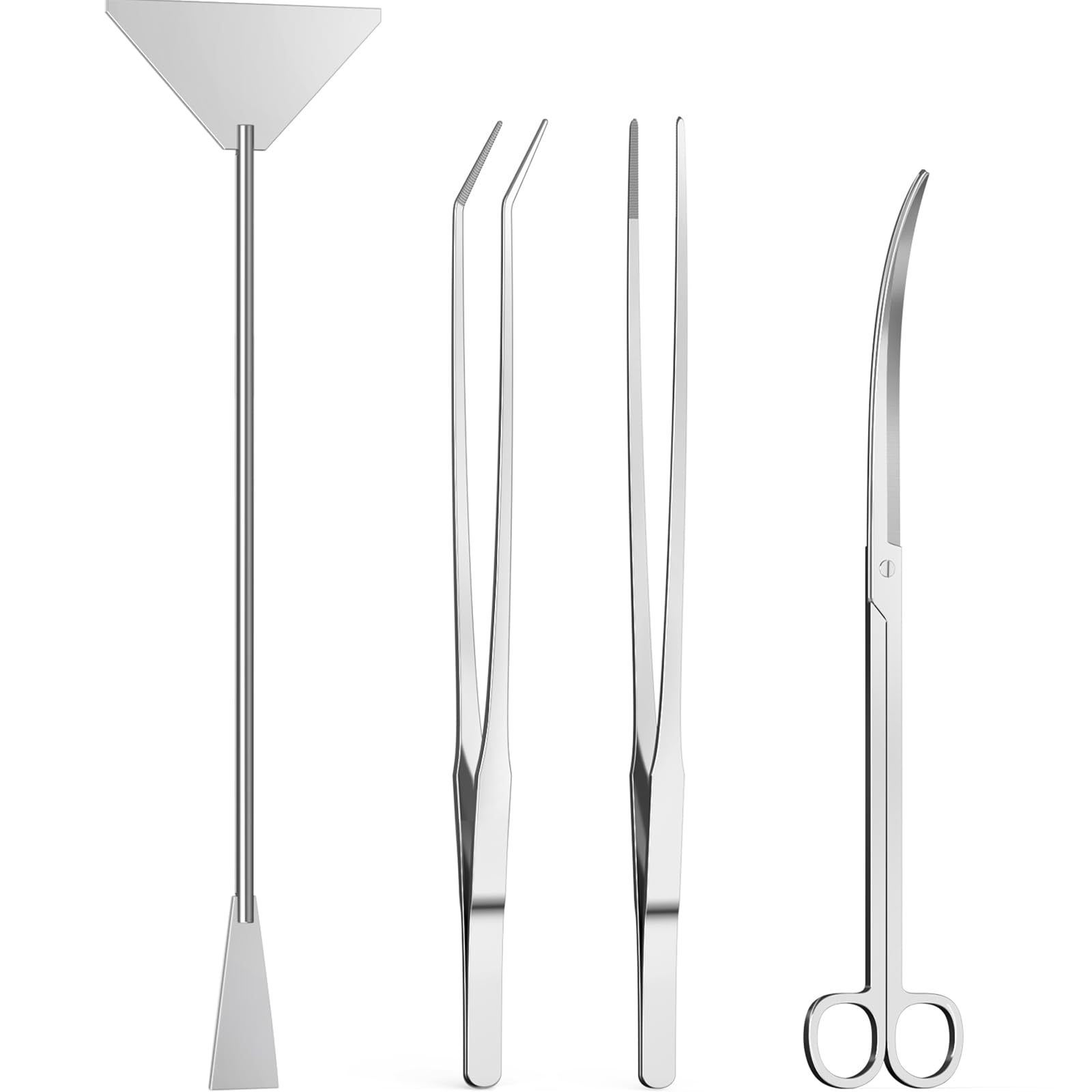 4Pcs Aquascaping Tools Kit - Long Tweezers, Scissors & Algae Scraper for Aquarium Plants & Fish Tank Maintenance