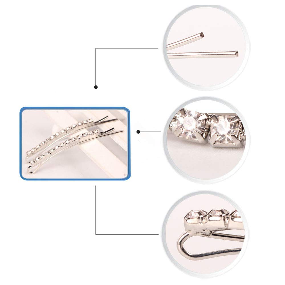 12Pcs Silver Rhinestone Bobby Pins - Sparkling Crystal Hair Clips for Women & Girls | Elegant Wedding, Prom, Bridal Hair Accessories | Perfect Gift & Stocking Stuffers for Special Occasions