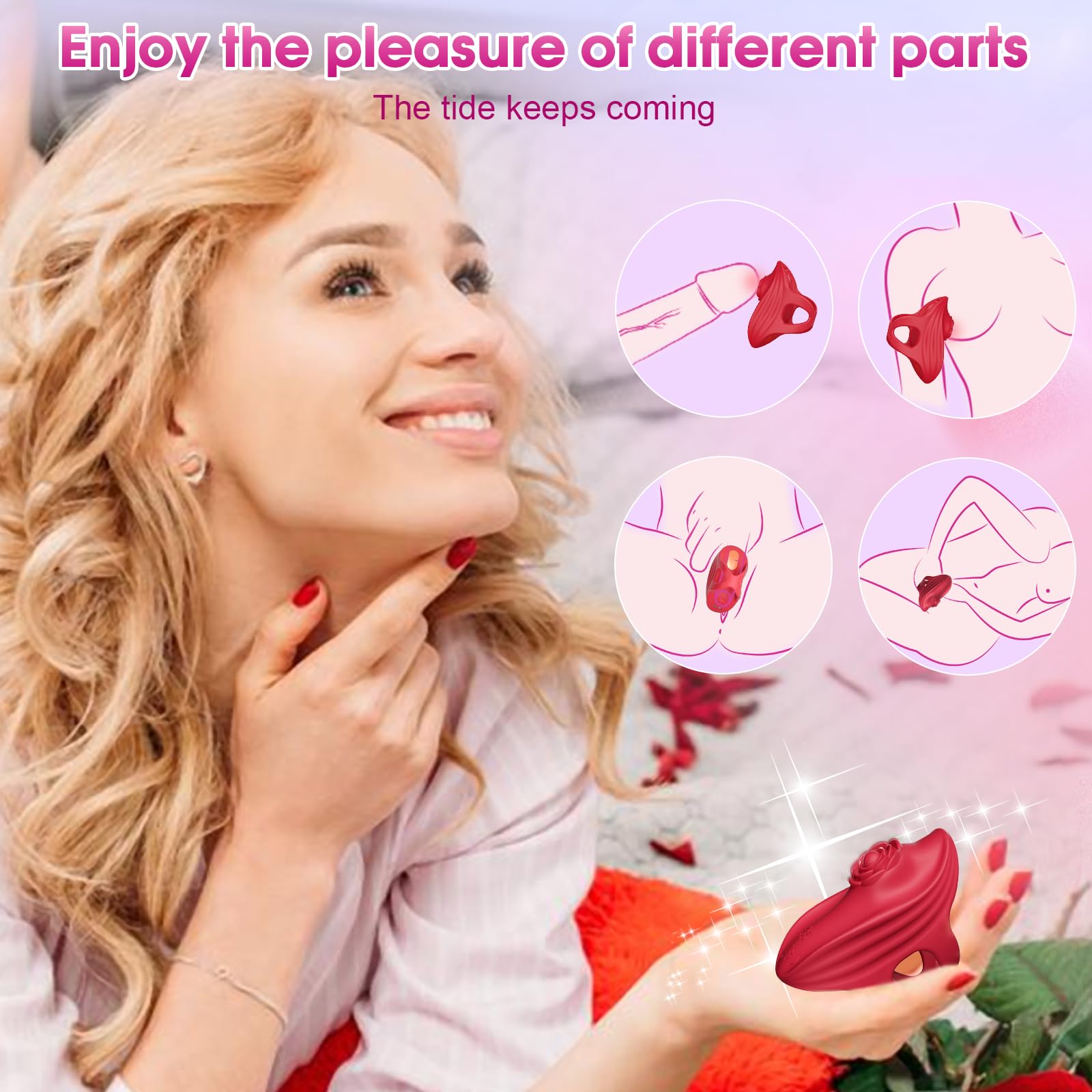 Clitoral Vibrator for Women - 9-Speed Finger Vibrator & Nipple Stimulator, Rose Sex Toy for Couples, Small Mini G-Spot Vibrator - Perfect for Solo Play & Couples Intimacy