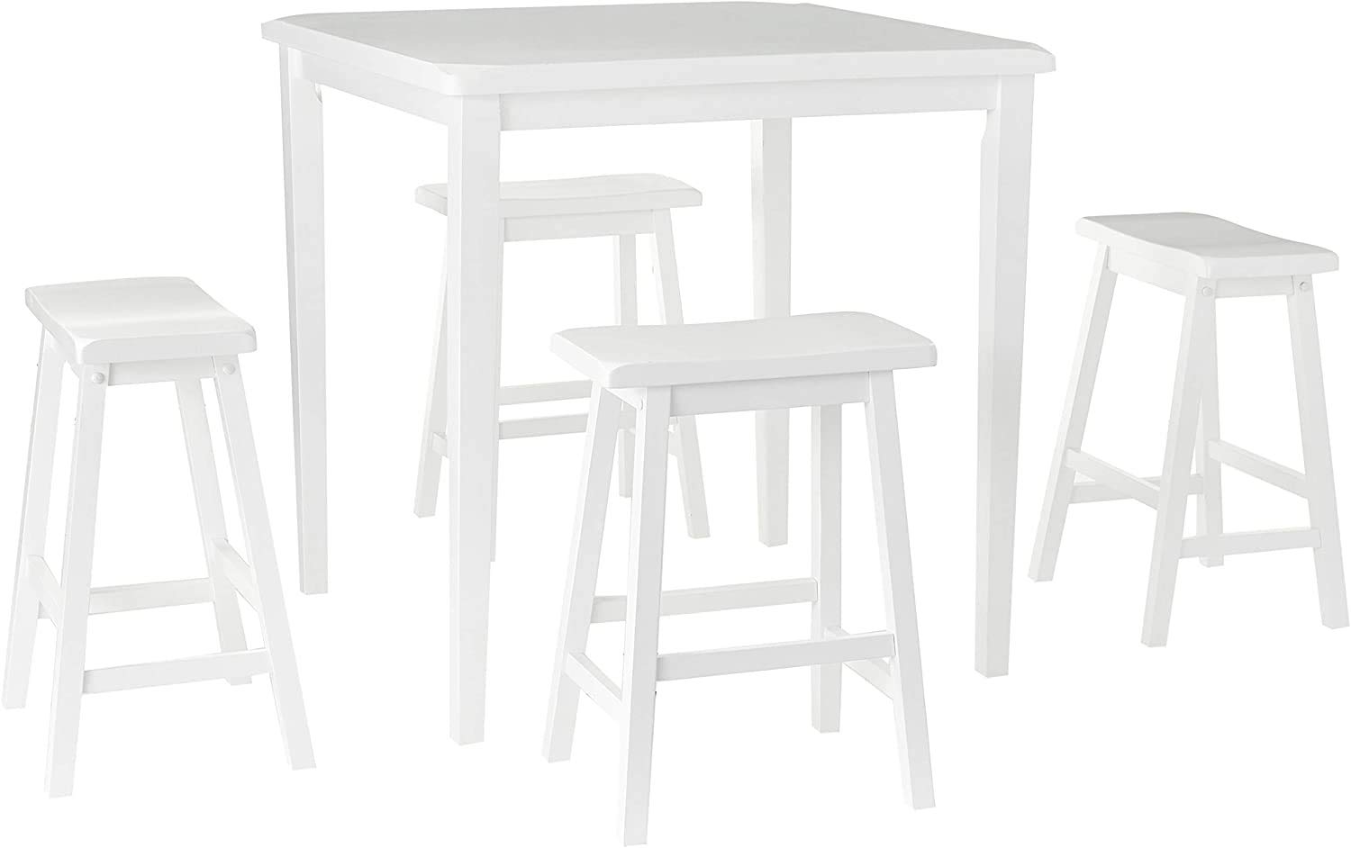 Modern 5-Piece Counter Height Dining Set - Square Table with 4 Saddle Stools - Perfect for Small Spaces, Breakfast Nooks & Kitchen Islands - Durable & Stylish Home Furniture