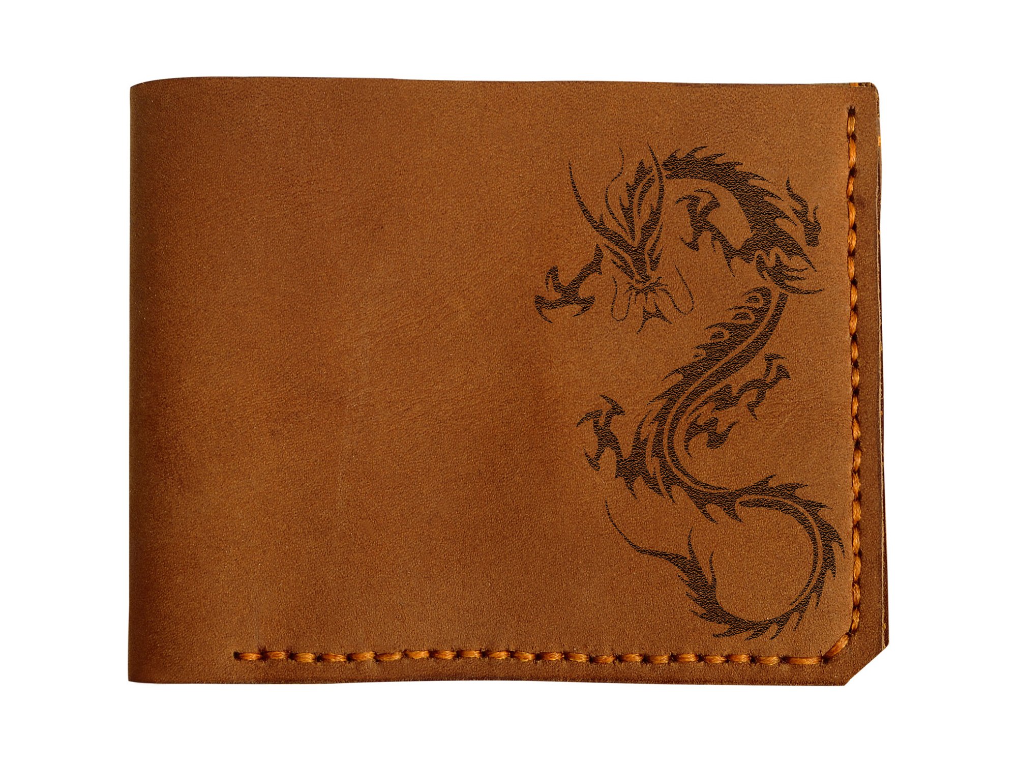 Genuine Handmade Dragon Abstract Leather Wallet for Men - Stylish & Durable RFID Blocking Bifold Wallet for Everyday Use, Travel & Gifts