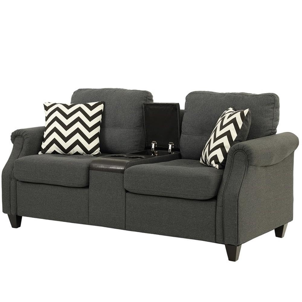 Bobkona 2-Piece Blue Grey Sofa and Loveseat Set - Modern Living Room Furniture for Small Spaces, Apartments & Cozy Home Decor