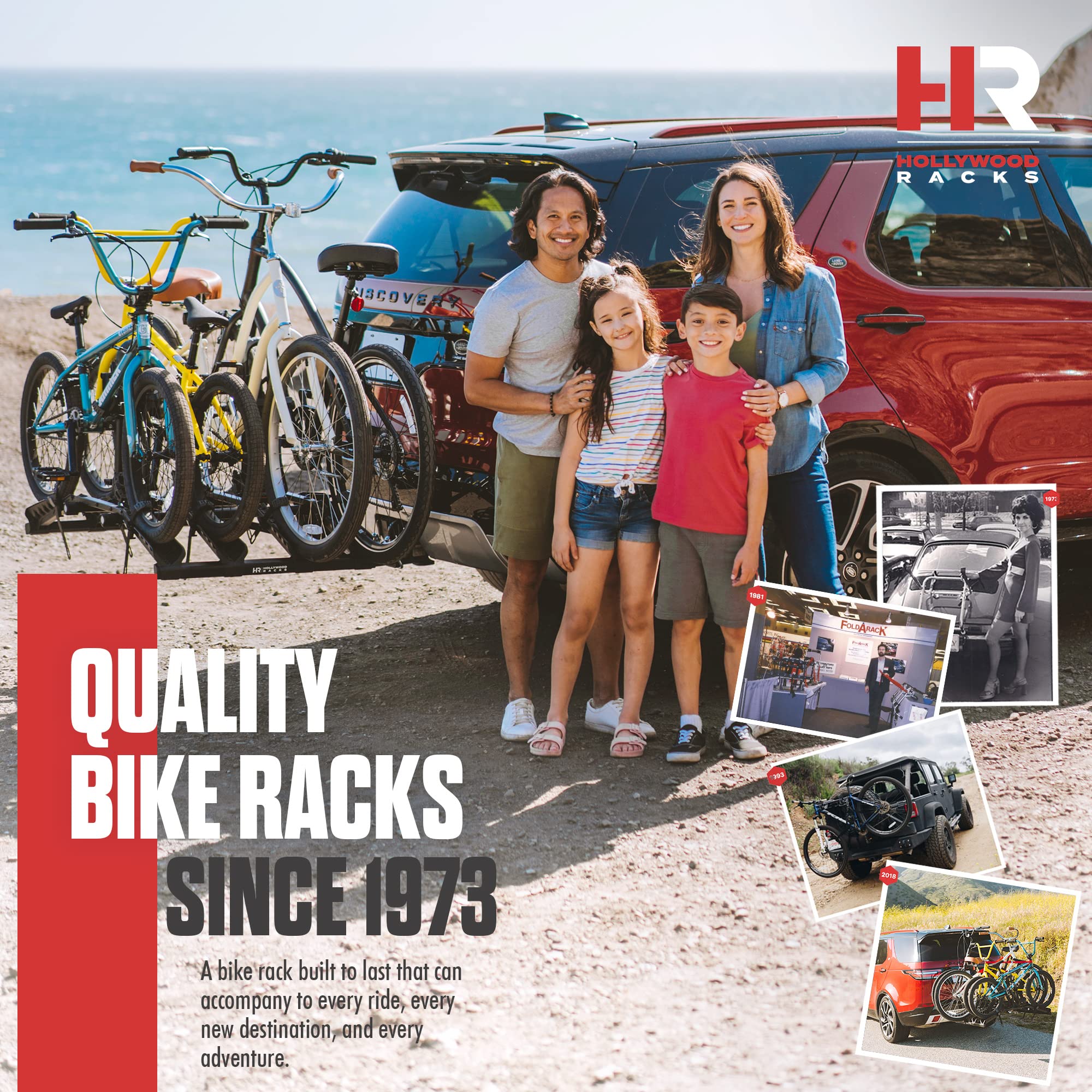 Hollywood Racks Destination 4 Hitch Bike Rack - Lightweight Black Platform Style for Cars - Securely Carries 4 Bikes - Fits Most Bicycle Styles & Sizes - Perfect for Road Trips, Camping & Outdoor Adventures