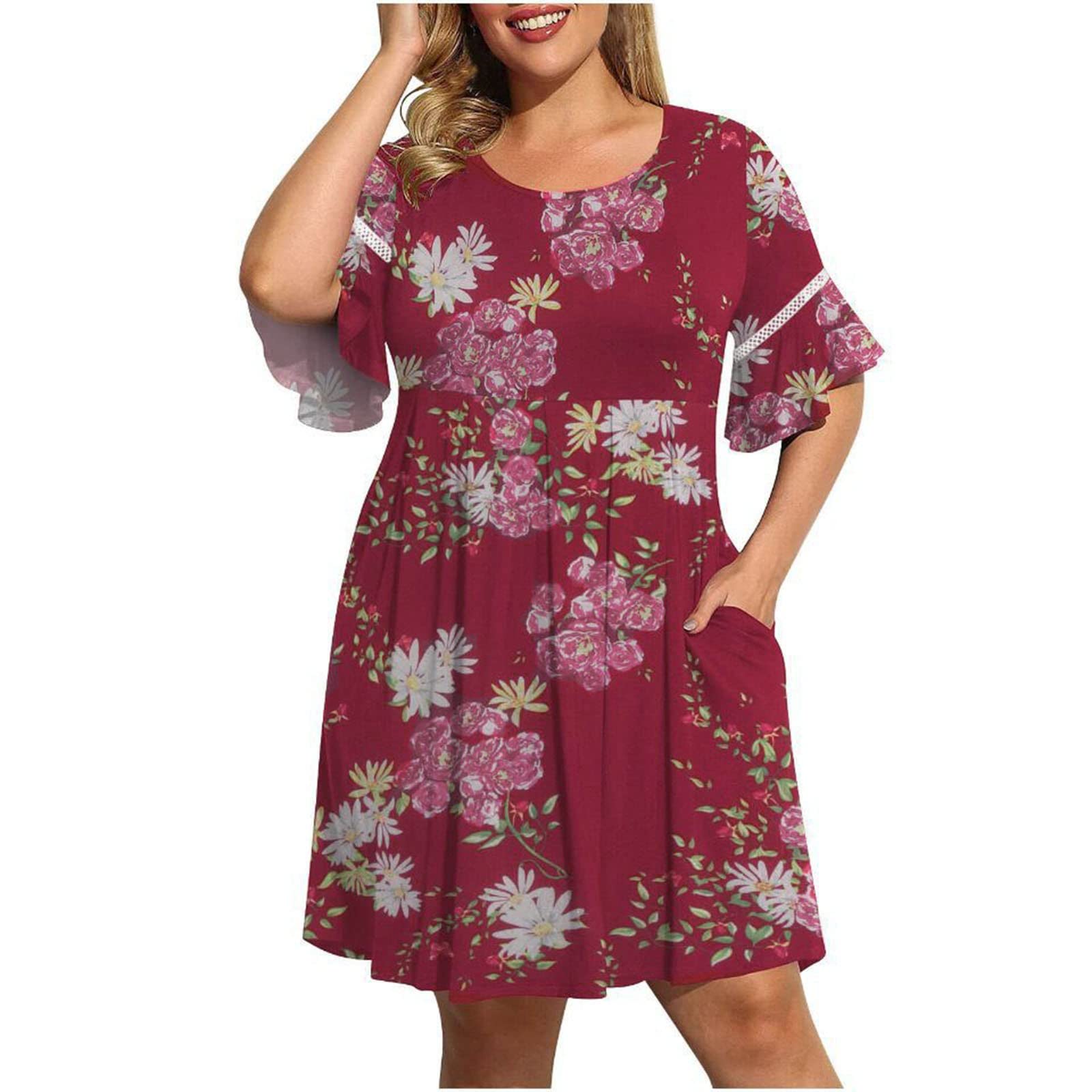 Plus Size Summer Dresses for Women - Flattering Round Neck Casual & Party Swing Dress - Perfect for Beach Vacations, Garden Parties & Date Nights
