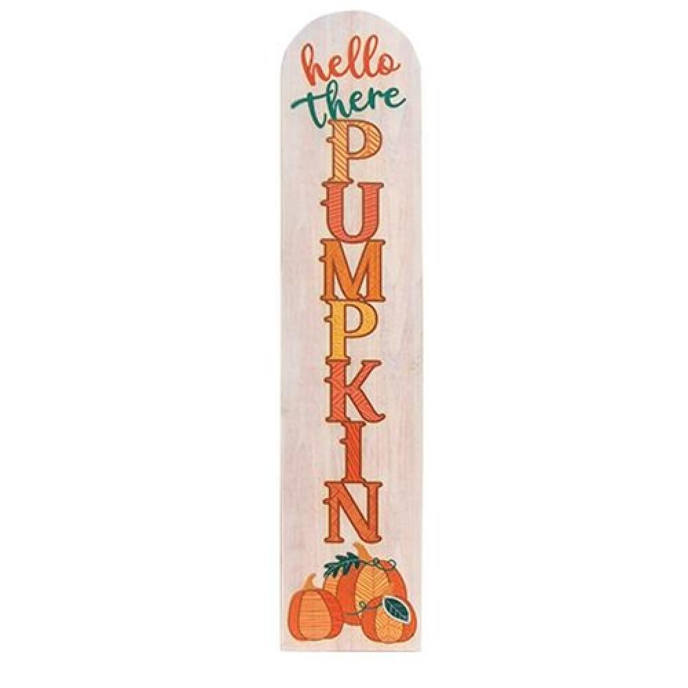 Hello There Pumpkin Textured Wooden Sign - Rustic Fall Home Decor for Thanksgiving, Halloween & Autumn Season - Perfect for Wall Decor, Farmhouse Style & Seasonal Display
