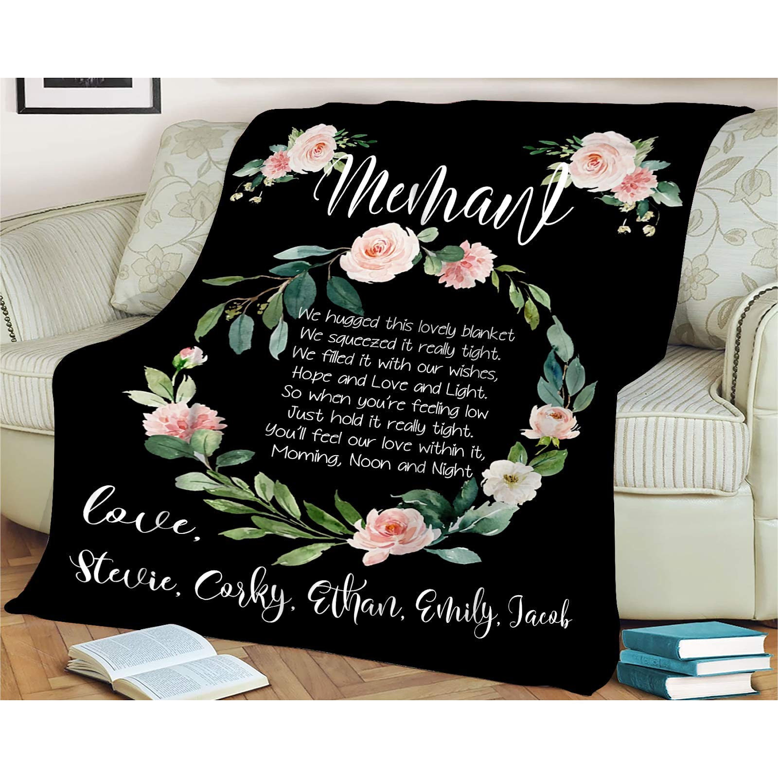 GreatLife Personalized Blanket - Custom Minky Throw for Grandma, Nana & Mom | Soft Hug Blanket Gift for Mother's Day, Birthday & Christmas | Cozy Home Decor for Living Room & Bedroom