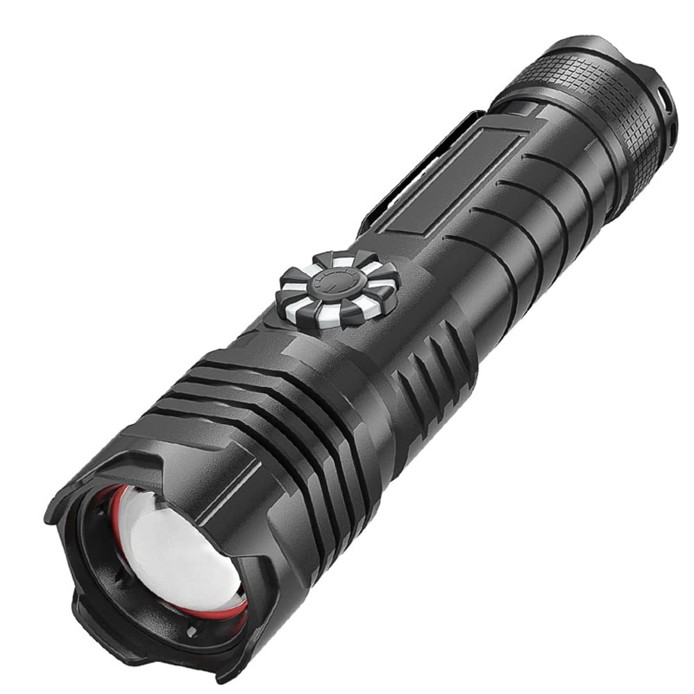 High-Power LED Tactical Flashlight - Adjustable Focus, Stepless Dimming, Waterproof for Outdoor Adventures (Hiking, Camping, Emergency Use) | XH-P50 Highlight Wick