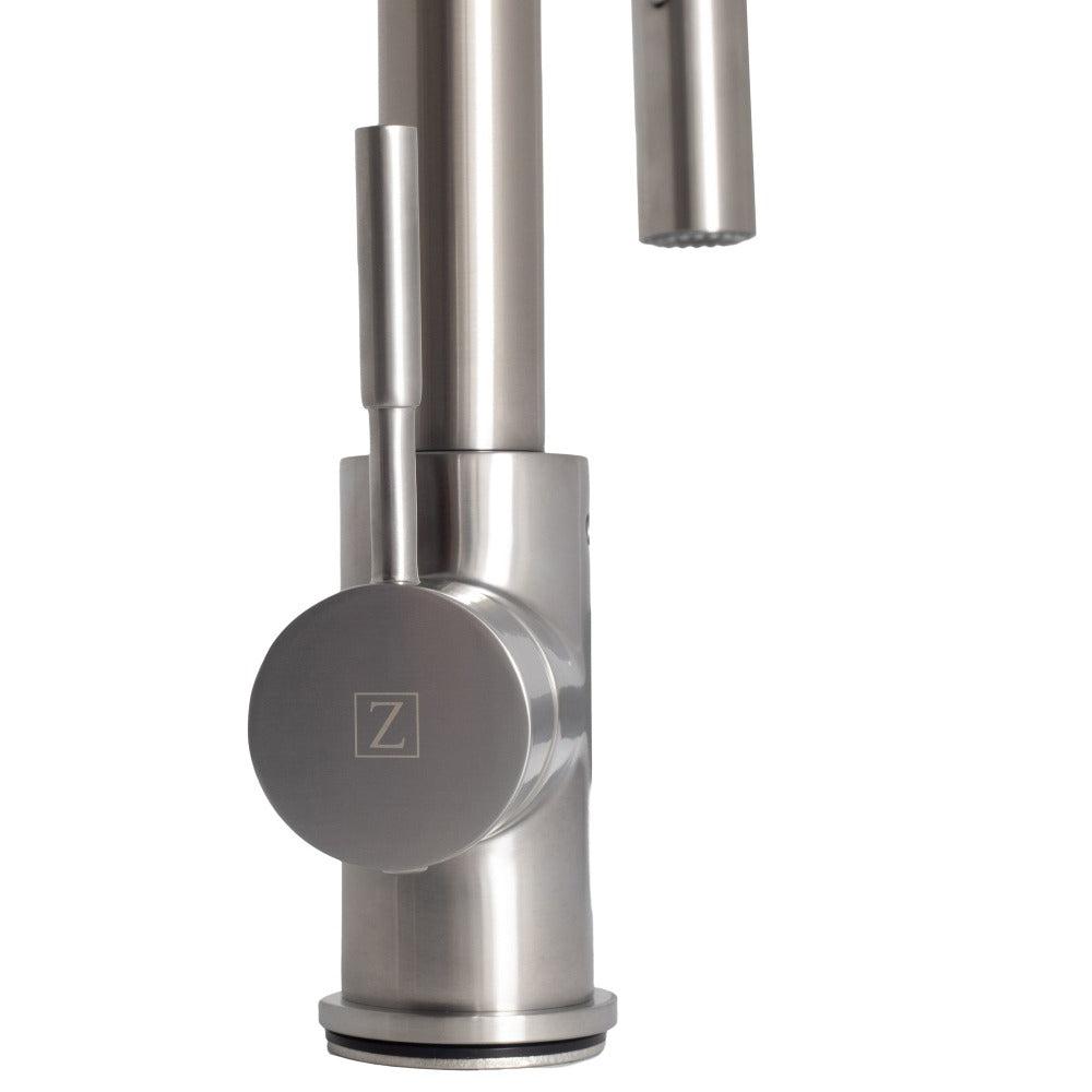 ZLINE Sierra Pull Down Spring Single Handle Kitchen Faucet in Brushed Nickel - High Arc Spout for Easy Washing, Perfect for Modern Kitchens & Busy Home Chefs (SRA KF BN)