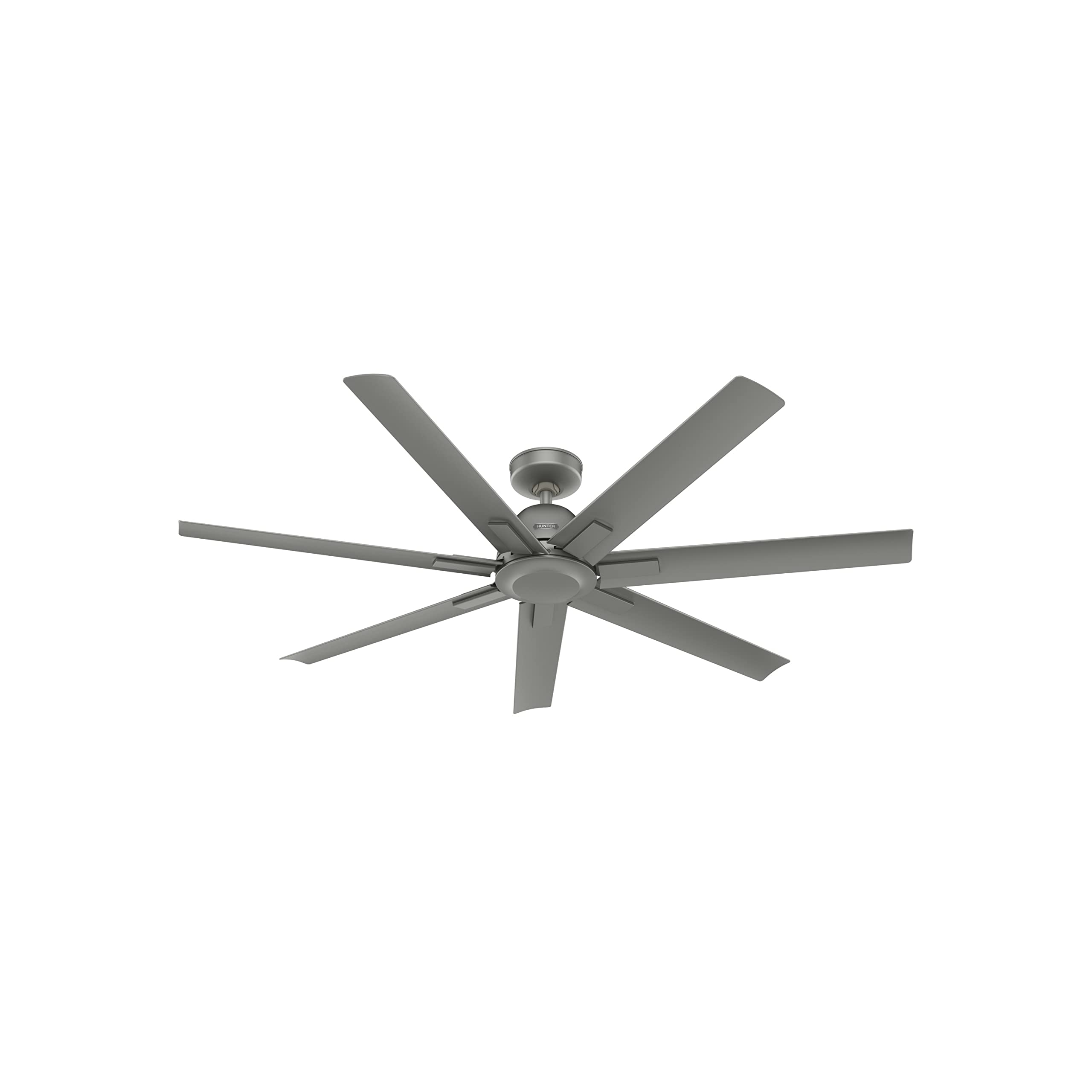Hunter Fan Company 51589 Downtown Ceiling Fan 52 Inch, Matte Silver Finish - Modern Low Profile Flush Mount Indoor Ceiling Fan with Light Kit for Living Room, Bedroom & Office