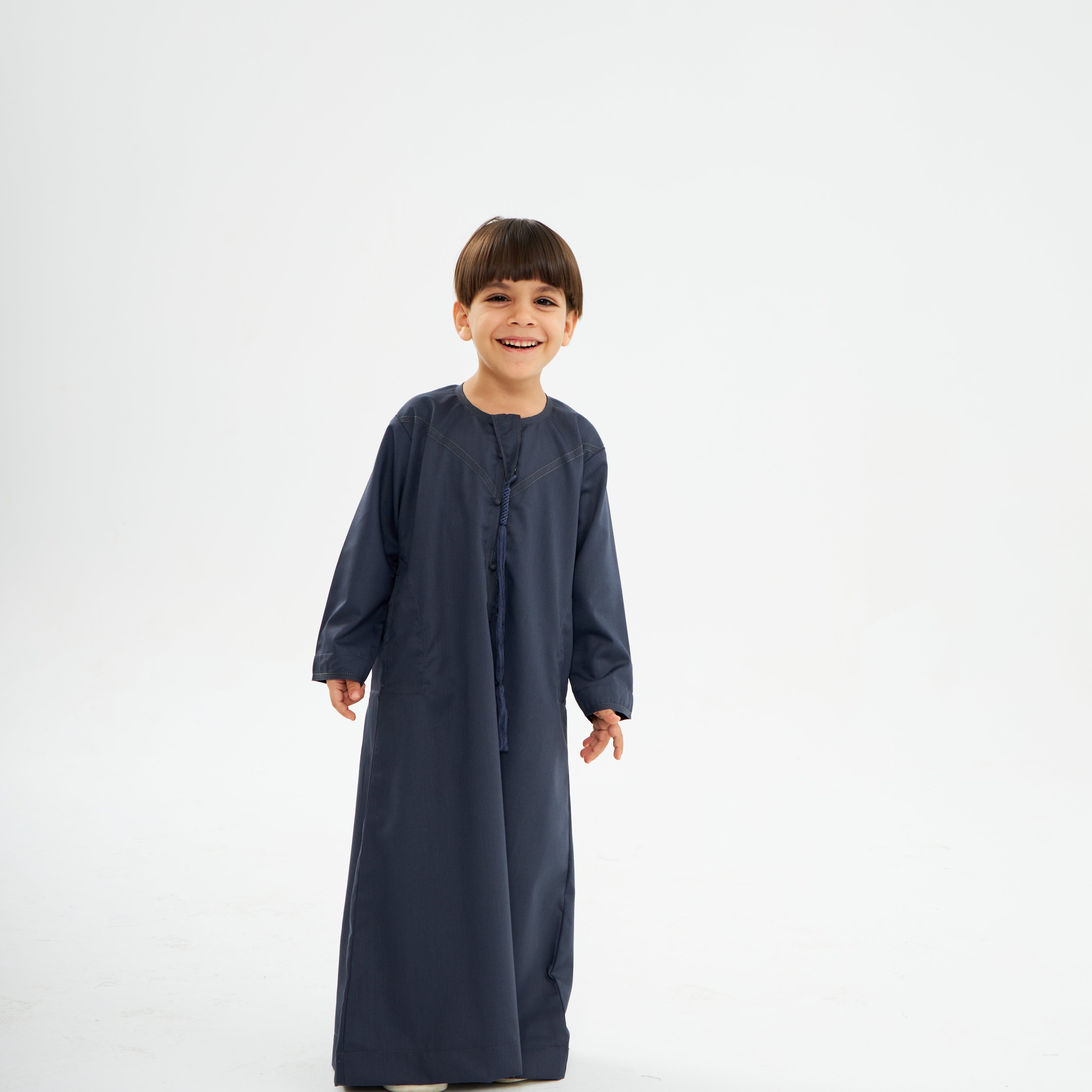 Grey Emirati Kandora for Kids - Traditional Arabic Robe for Boys & Girls - Perfect for Eid, Weddings & Cultural Events