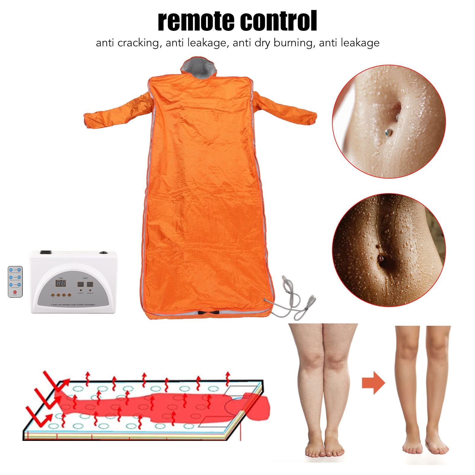 HEEPDD Far Infrared Sauna Blanket with Alarm & Remote Control - Fast Heating Detox Blanket for Home Spa, Bedroom Relaxation & Pain Relief (EU Plug 220V) - Perfect for Post-Workout Recovery & Stress Relief