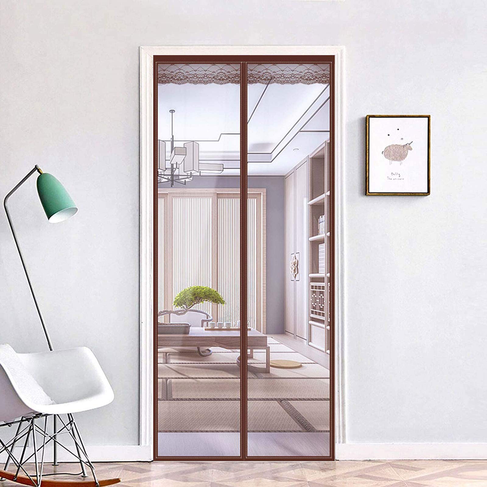 Magnetic Thermal Insulated Door Curtain 44x90 Inches - Windproof Waterproof Automatic Closing Patio Door Cover - Energy Saving Screen for AC & Heater Rooms - Perfect for Home, Kitchen & Office Spaces