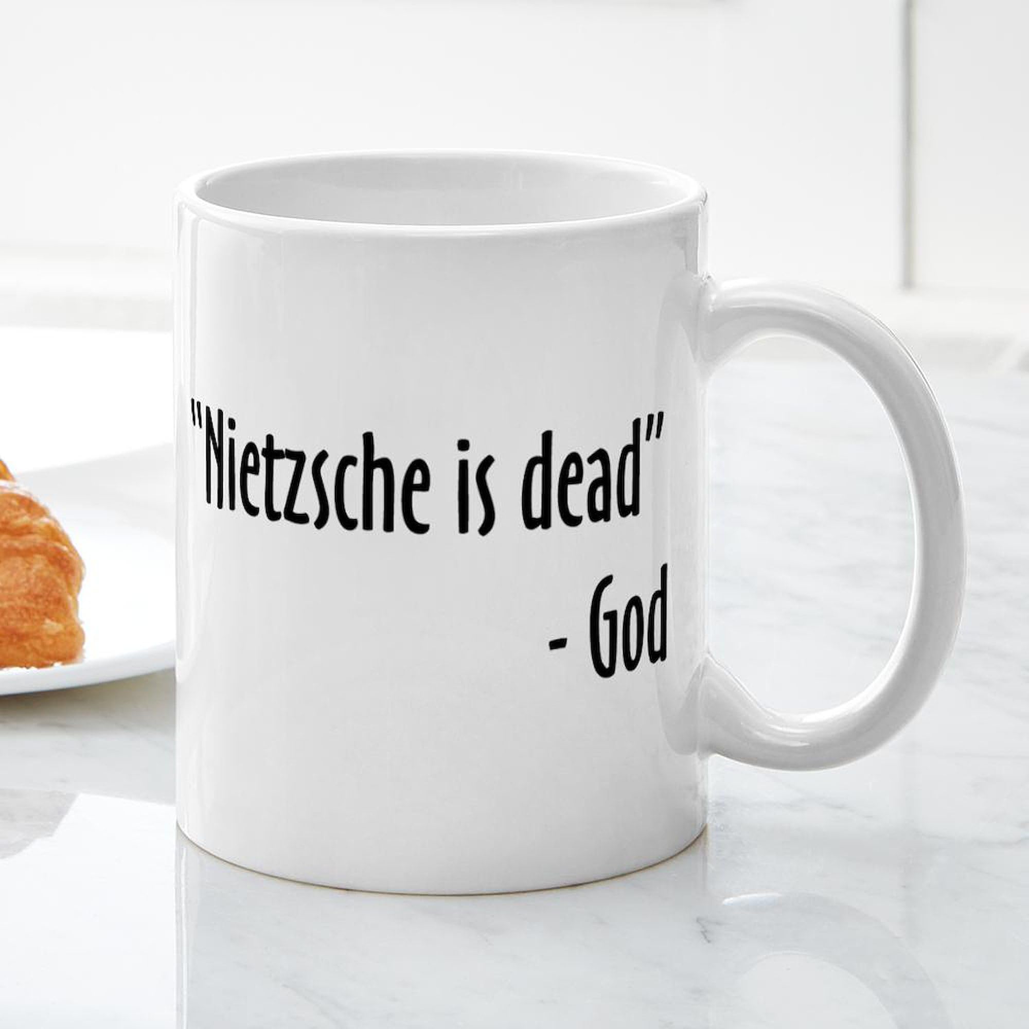 Nietzsche and God Are Dead 11 oz (325 ml) Ceramic Coffee Mug - Funny Philosophy Quote Mug for Coffee Lovers, Office Humor Gift, Perfect for Home, Office & College Use