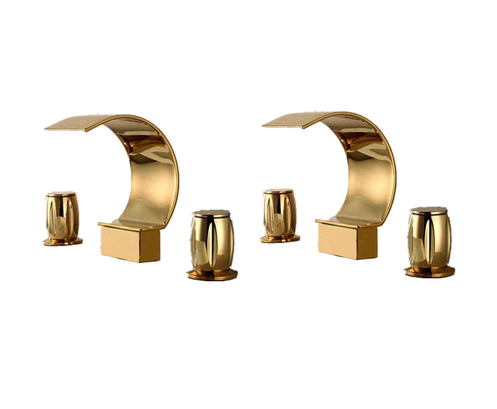 Elegant Waterfall Double Handle Bathroom Sink Faucet - Arc Spout Widespread 3-Hole Bathroom Faucet for Vanity & Bathtub | Modern Matte Black Finish | Perfect for Luxury Bathrooms & Spa Retreats