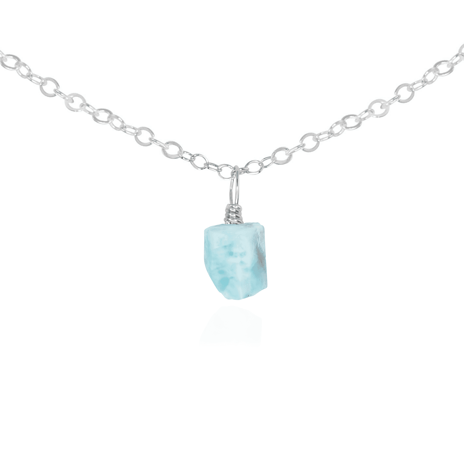 Natural Tiny Rough Larimar Gemstone Pendant Choker Necklace - Handmade Blue Stone Jewelry for Women, Boho Beach Style, Perfect for Casual Wear & Gift Giving