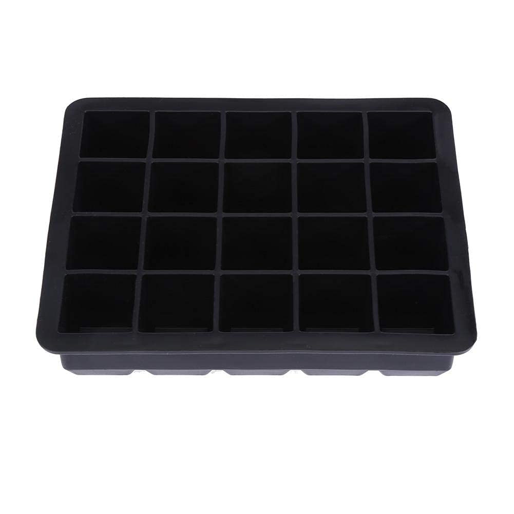 Fdit 20-Cell Silicone Ice Cube Tray with Lid - Premium Bar, Restaurant & Home Use for Cocktails, Candy Making & Food Storage (Black)
