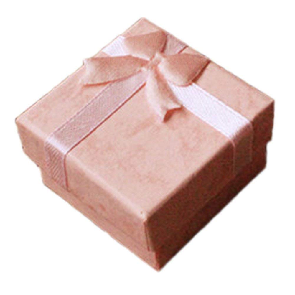 PULABO 5PCS Earrings Gift Box - Bowknot Square Storage Case 4x4cm Pink for Jewelry Display