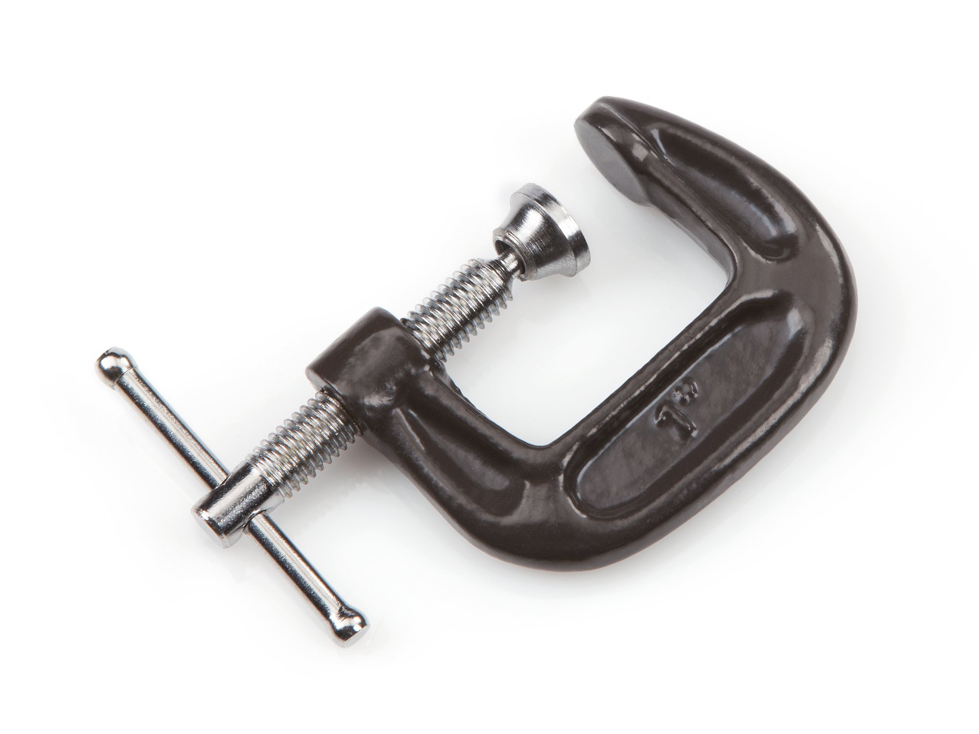 TEKTON 1 Inch Black Malleable Iron C-Clamp (4009) - Heavy Duty Clamping Tool for Woodworking, Metalworking & DIY Projects