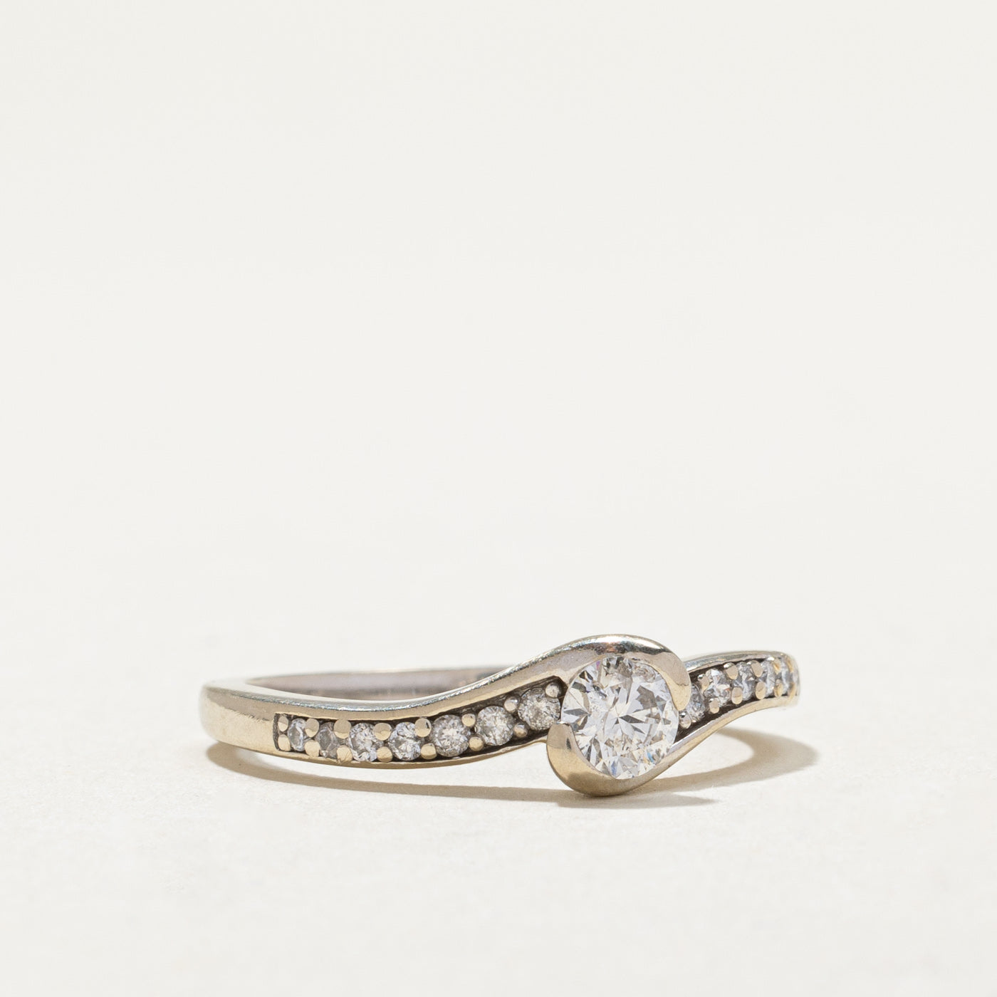0.27ct Diamond Bypass Ring with 0.13ctw Side Stones - Size 7 | Elegant Wedding Band, Anniversary Gift, Promise Ring for Women | Perfect for Engagement, Proposal & Special Occasions
