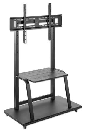 Adjustable TV/Monitor Trolley Stand with Wheels - Heavy Duty Mobile Cart for Home, Office, or Classroom Use
