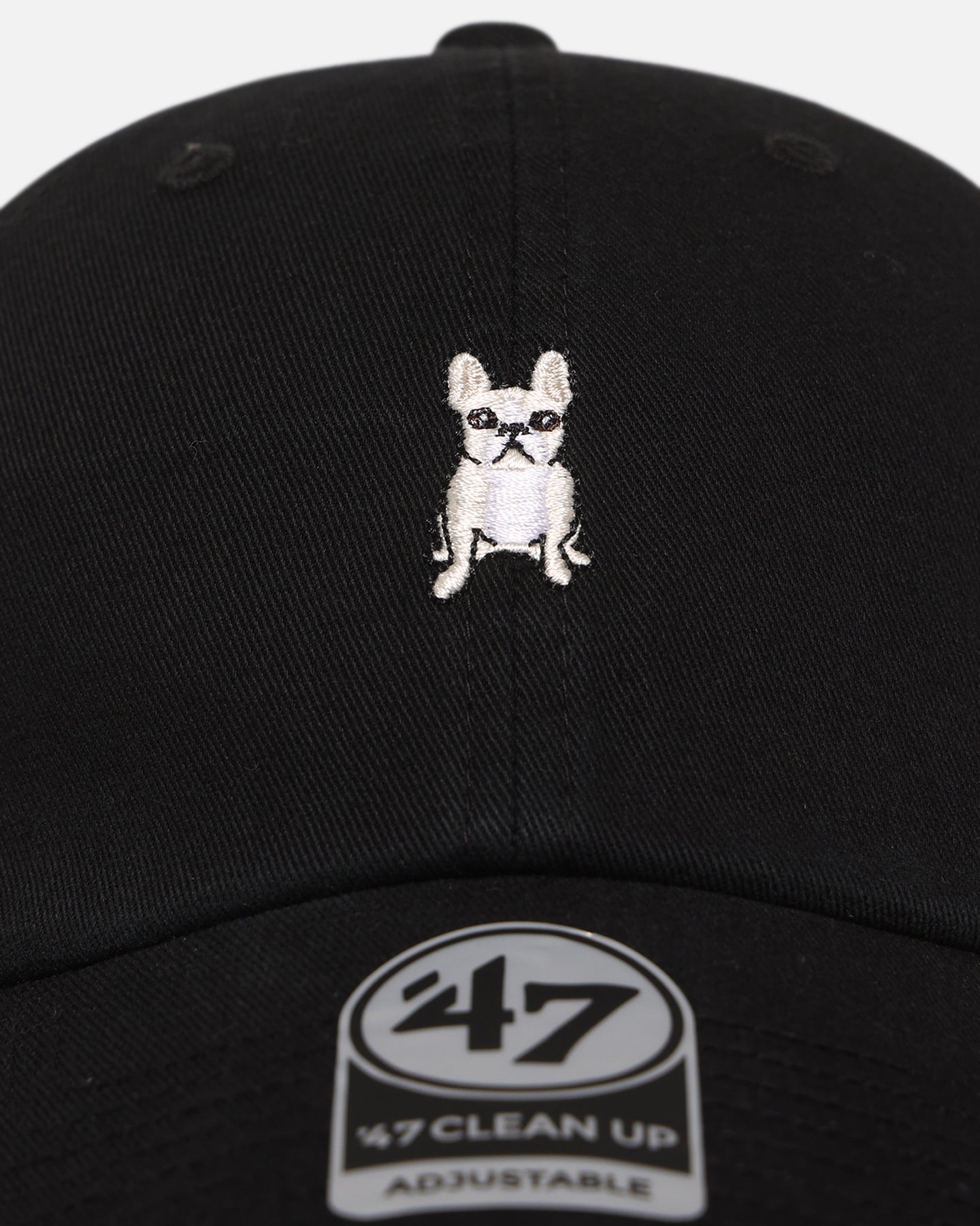 47 Brand French Bulldog 'Dog Collection' 47 Clean Up Strapback Black Hat - Adjustable Snapback Cap for Dog Lovers - Perfect for Casual Wear, Outdoor Activities and Pet-Themed Events