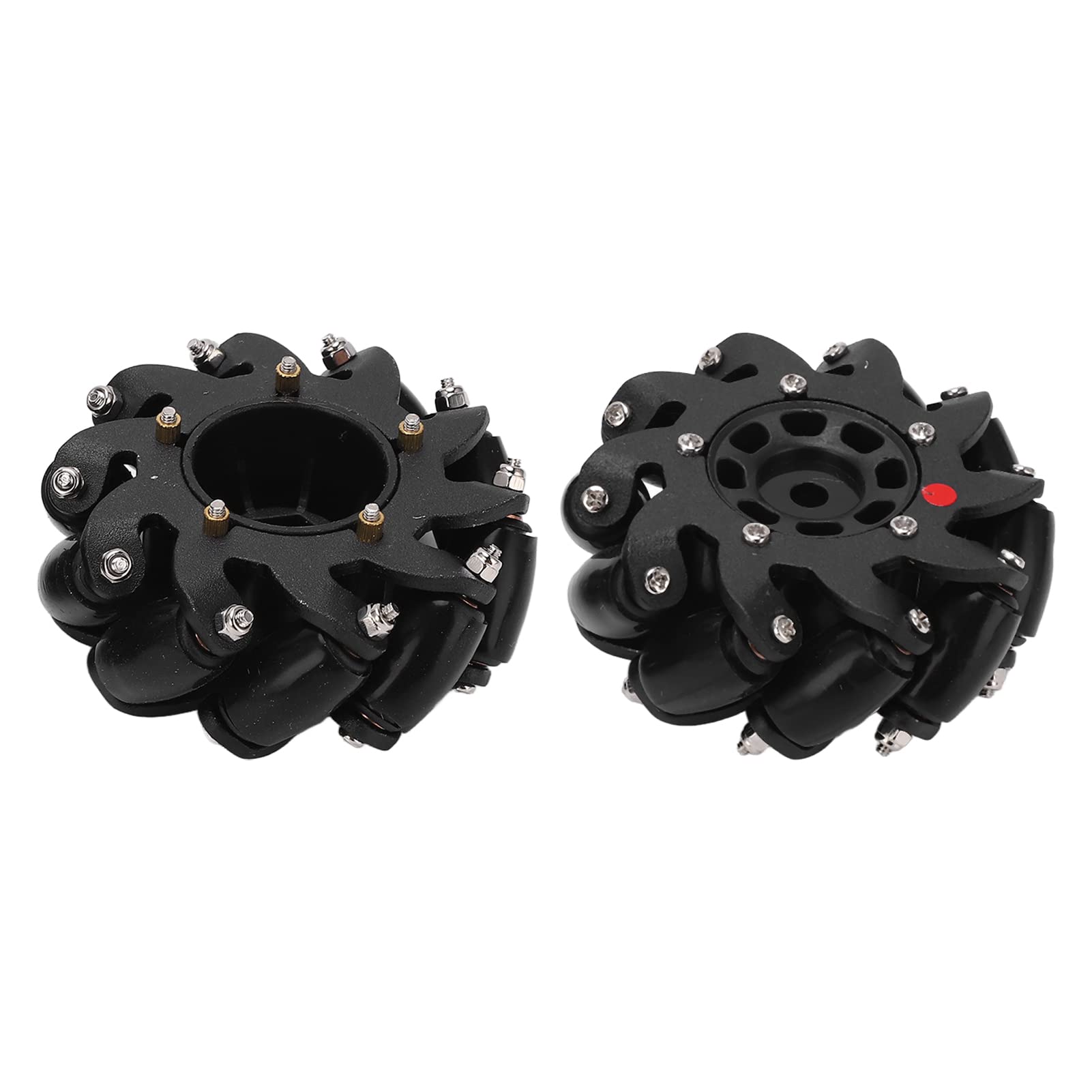 Uxsiya Mecanum Wheels 2Pcs - High Friction Omni Directional Wheels for RC Cars, Flexible Movement Robot Wheels (Black) - Perfect for Robotics, DIY Projects, and RC Vehicle Upgrades