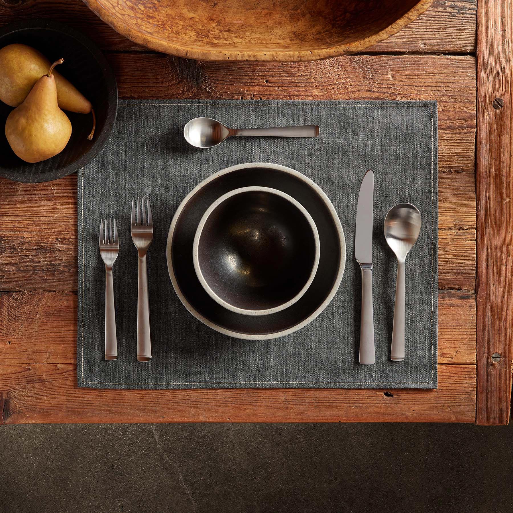 Premium Indigo Denim Placemat Set - Charcoal Wash Cotton Table Mats for Dining & Home Decor - Perfect for Farmhouse, Rustic, or Modern Tables