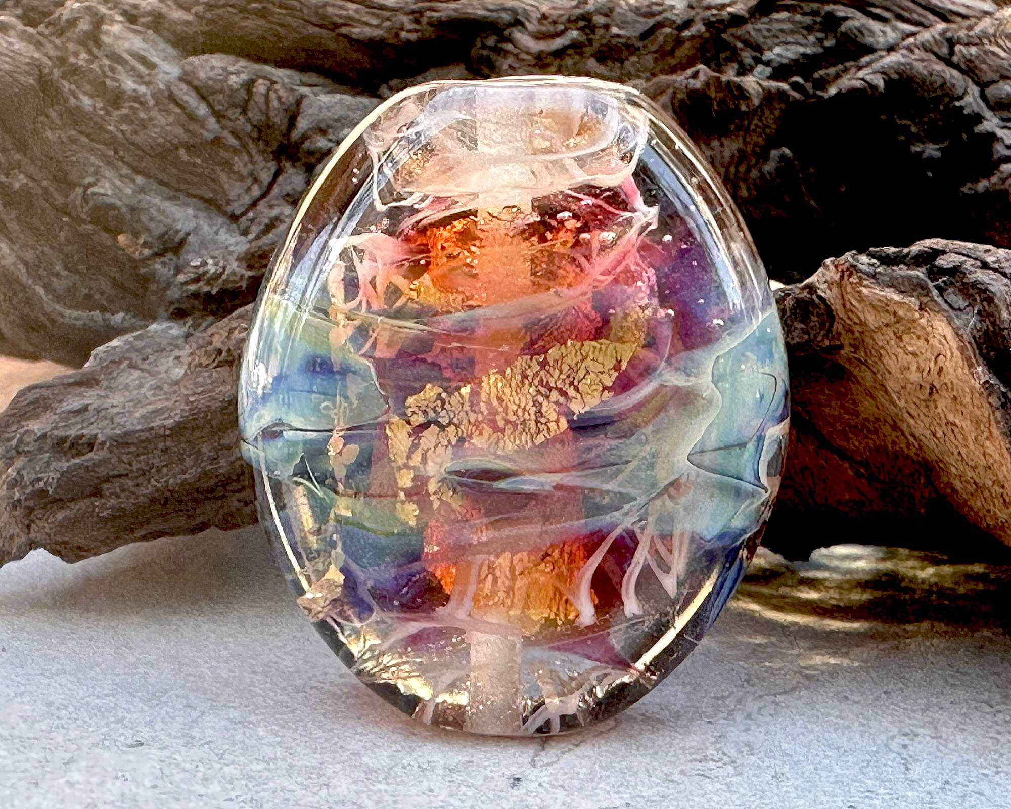 Handmade Sunset Pink Lampwork Glass Focal Bead for Jewelry Making - Perfect for Necklaces, Bracelets & DIY Craft Projects