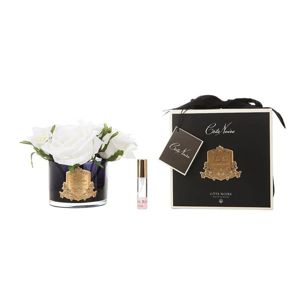 Cote Noire Limited Edition 5 Perfumed Roses Scented Candle - Black/Ivory - Luxury Home Fragrance for Romantic Dinners, Spa Nights & Relaxing Baths