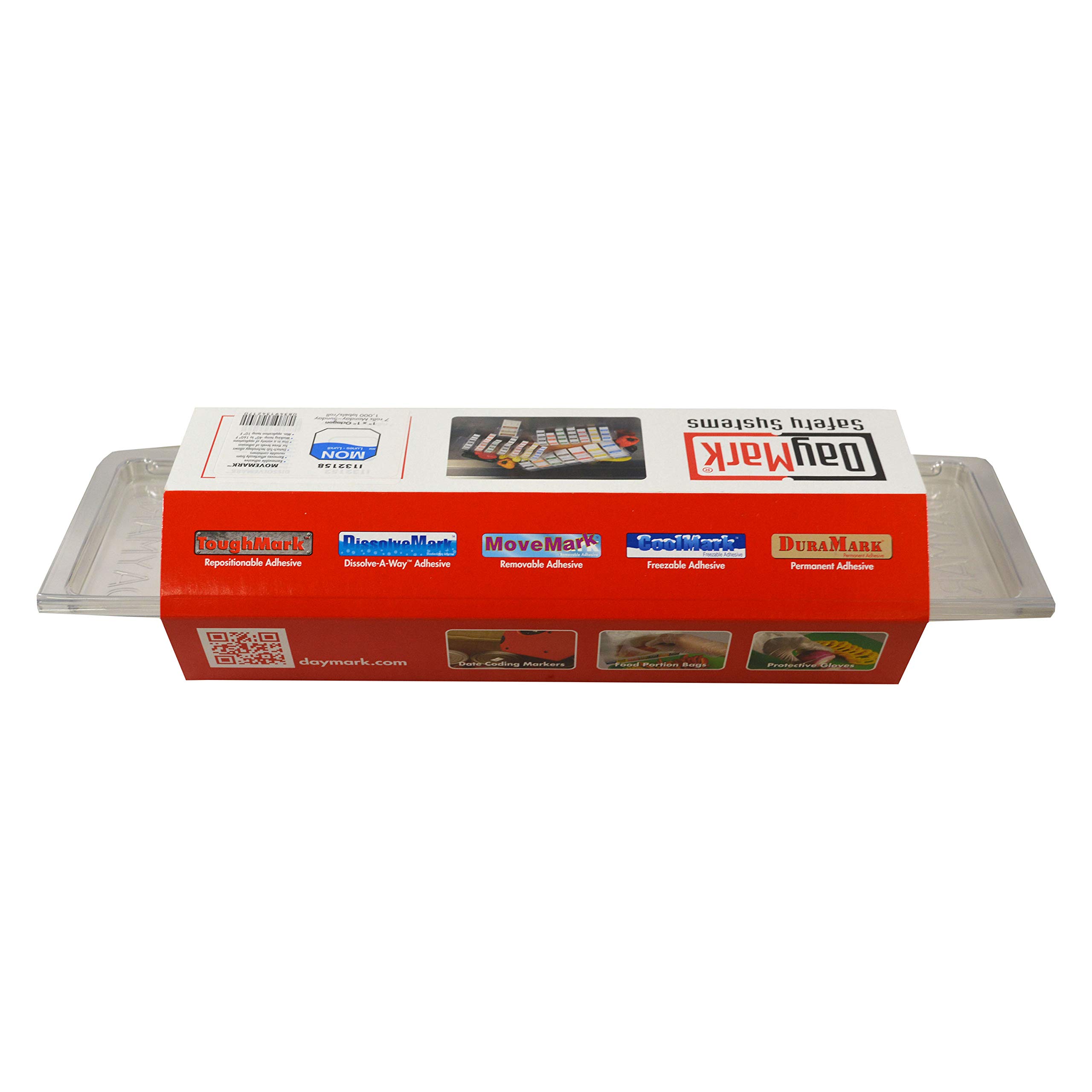 DayMark Safety Systems DissolveMark I132161 Weekly Label Dispenser with Monday-Sunday 7/8Inch x 13/16Inch Rectangle Labels - Perfect for Food Safety, Kitchen Organization & Day-of-Week Labeling in Restaurants