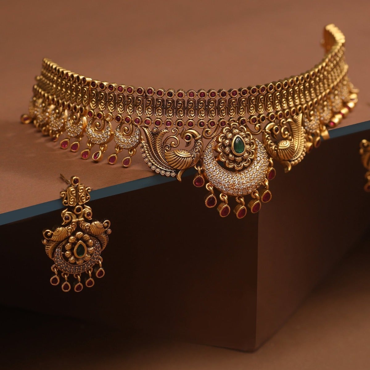 Vintage Drisana Antique Choker Necklace Set - Elegant Gothic Jewelry for Women, Perfect for Weddings, Parties & Special Occasions