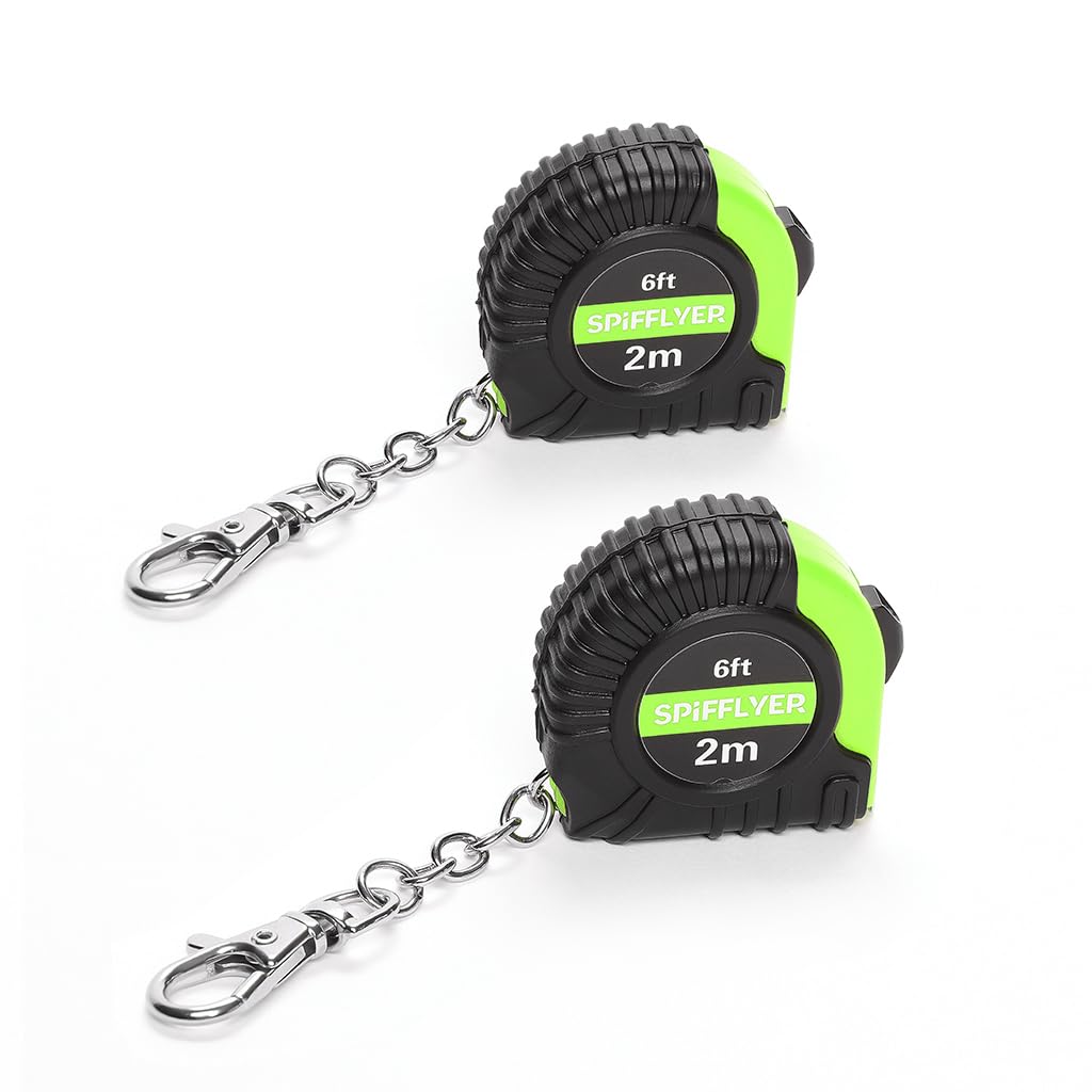 2 Pack Small Tape Measure 6ft/2M - Mini Measuring Tape with Swivel Snap Hook, Green & Black - Perfect for DIY Projects, Sewing, Crafting & Home Improvement