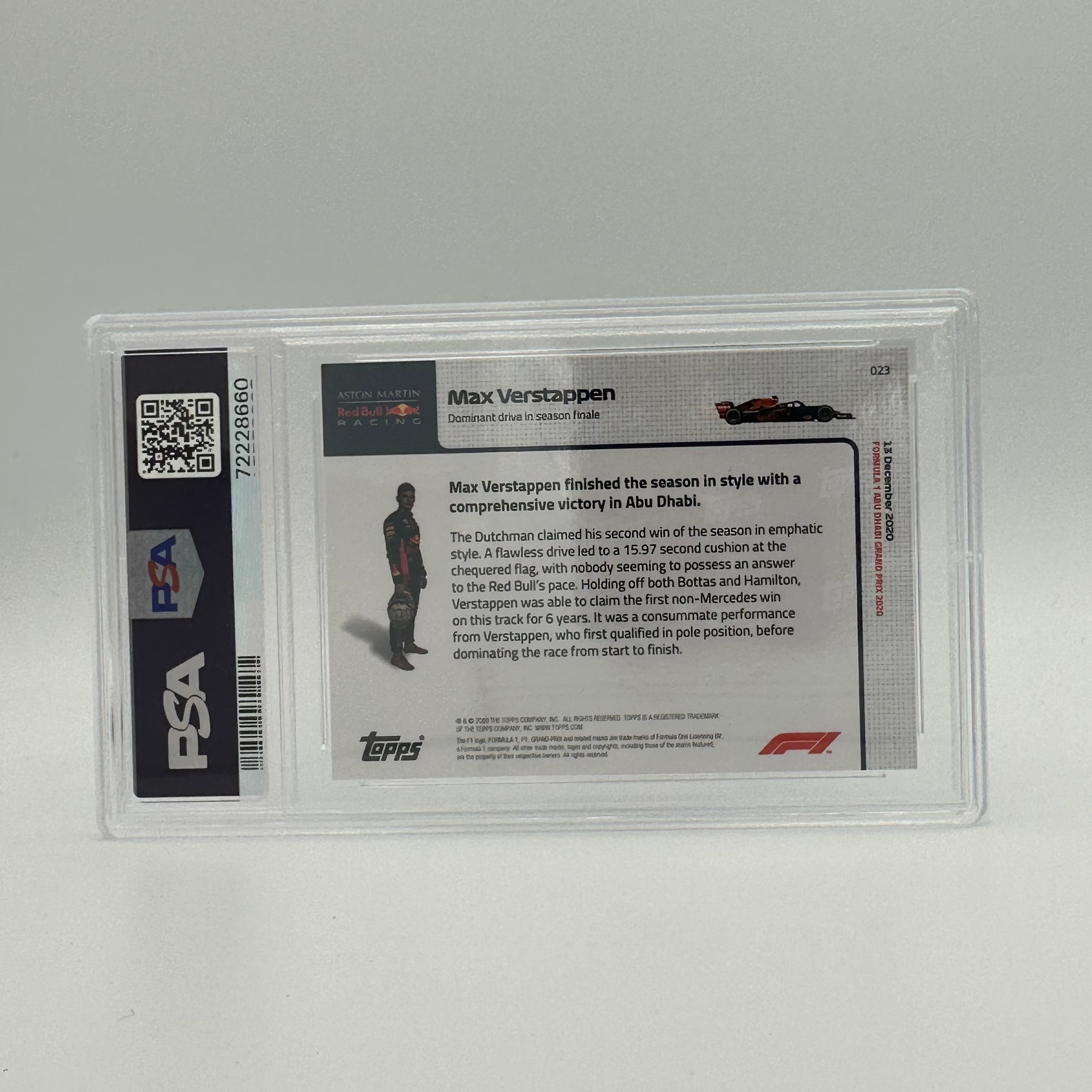 PSA 9 Graded MAX VERSTAPPEN #23 Trading Card - Perfect for Collectors, Sports Memorabilia Enthusiasts & F1 Racing Fans