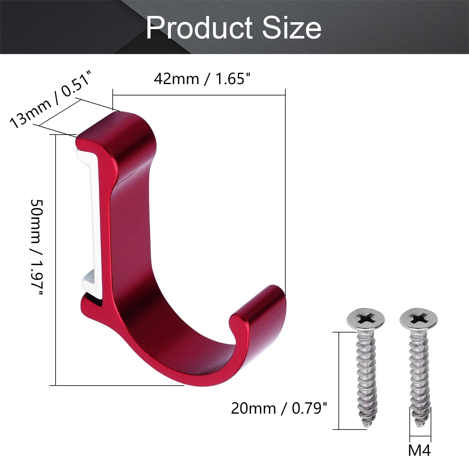 Wall Mounted Hook - Aluminum Alloy Coat Hooks 5Pcs for Bathroom, Robe & Keys