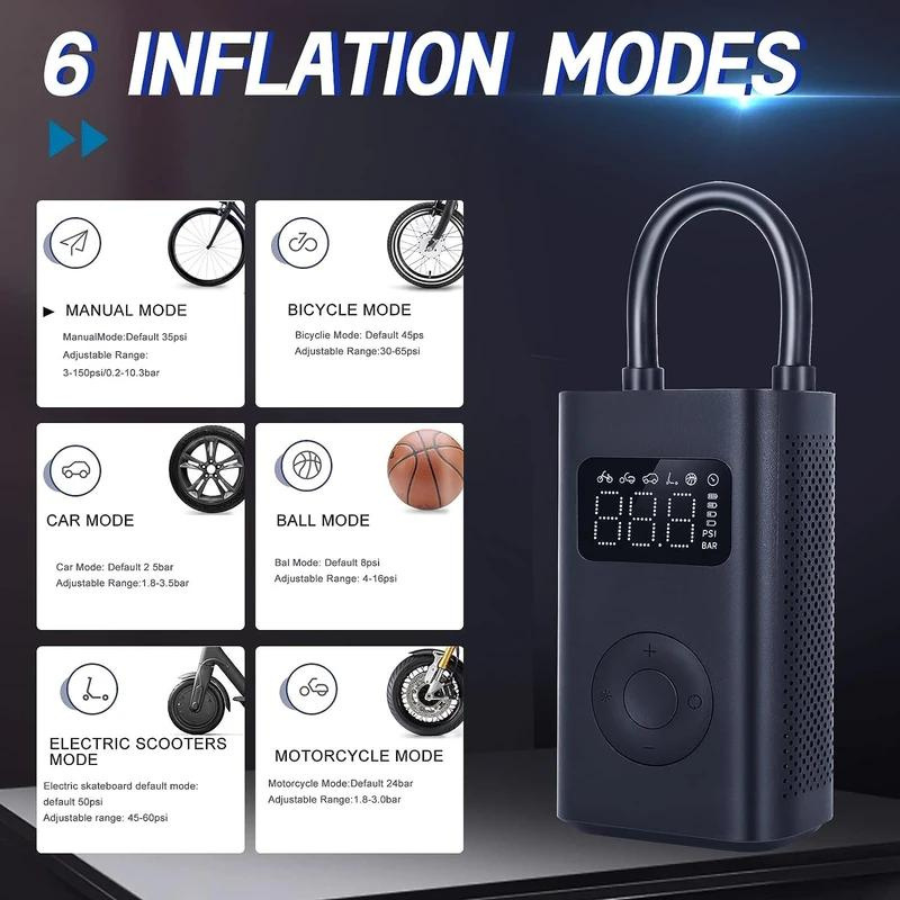 Xiaomi Portable Electric Air Compressor 2 - Fast Inflator for Car Tires, Bikes, Balls & Inflatables | Compact & Lightweight Design | Perfect for Travel, Camping & Emergency Use