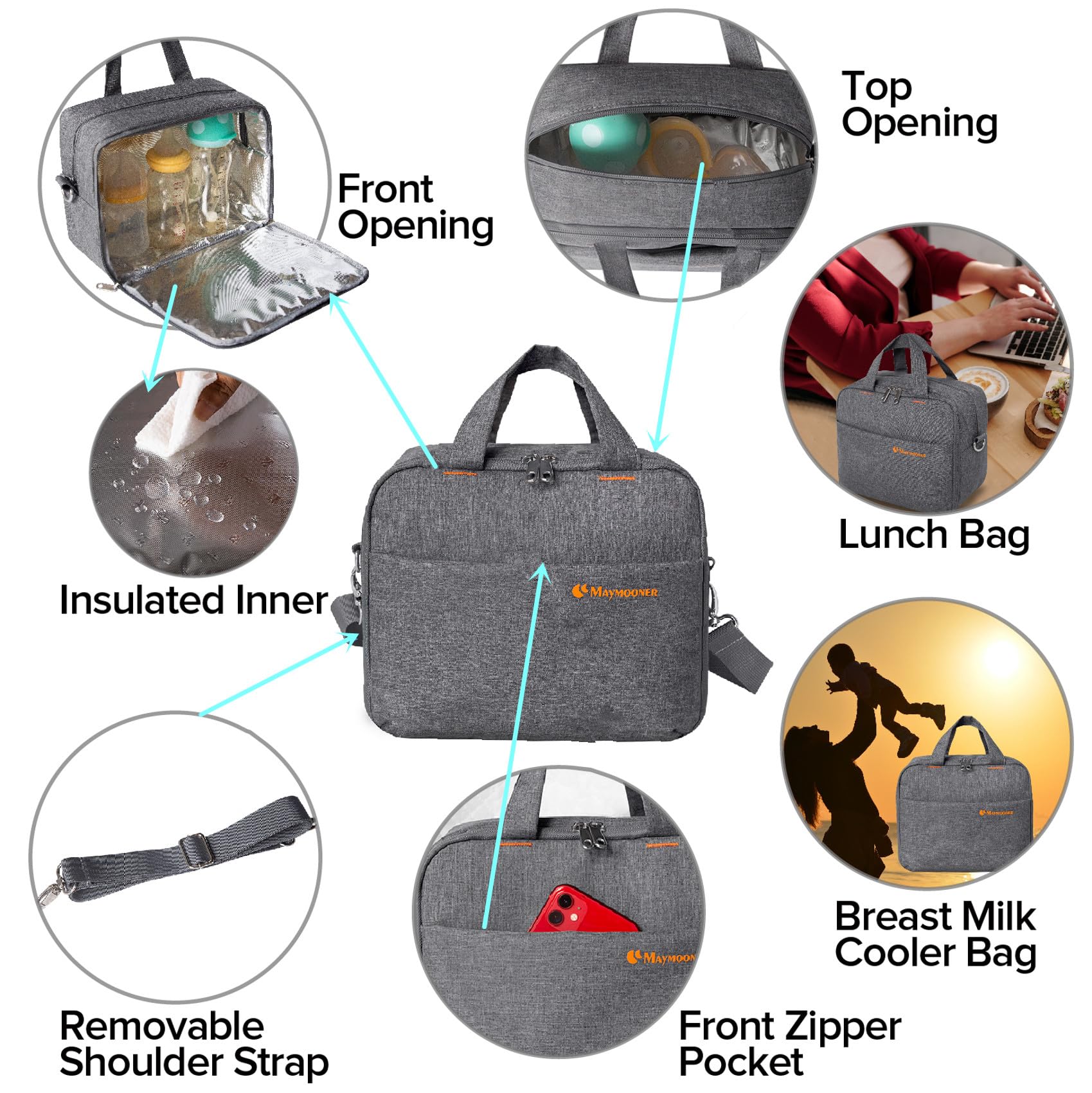Best Waterproof Diaper Bag Backpack with Changing Pad - Large Maternity Baby Bag with Insulated Pockets, Orange Diaper Rucksack for Travel, Outings & Daily Use
